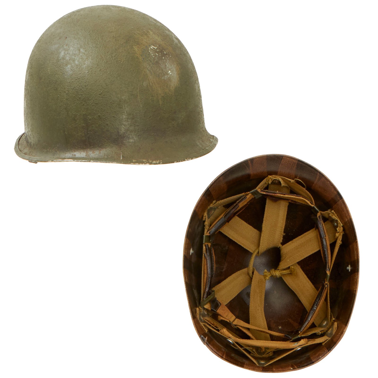 Buy Original U.S. WWII 29th Division 1943 M1 Schlueter Fixed Bale Front Seam Helmet with Westinghouse Liner | Original Firearms Antique For Sale