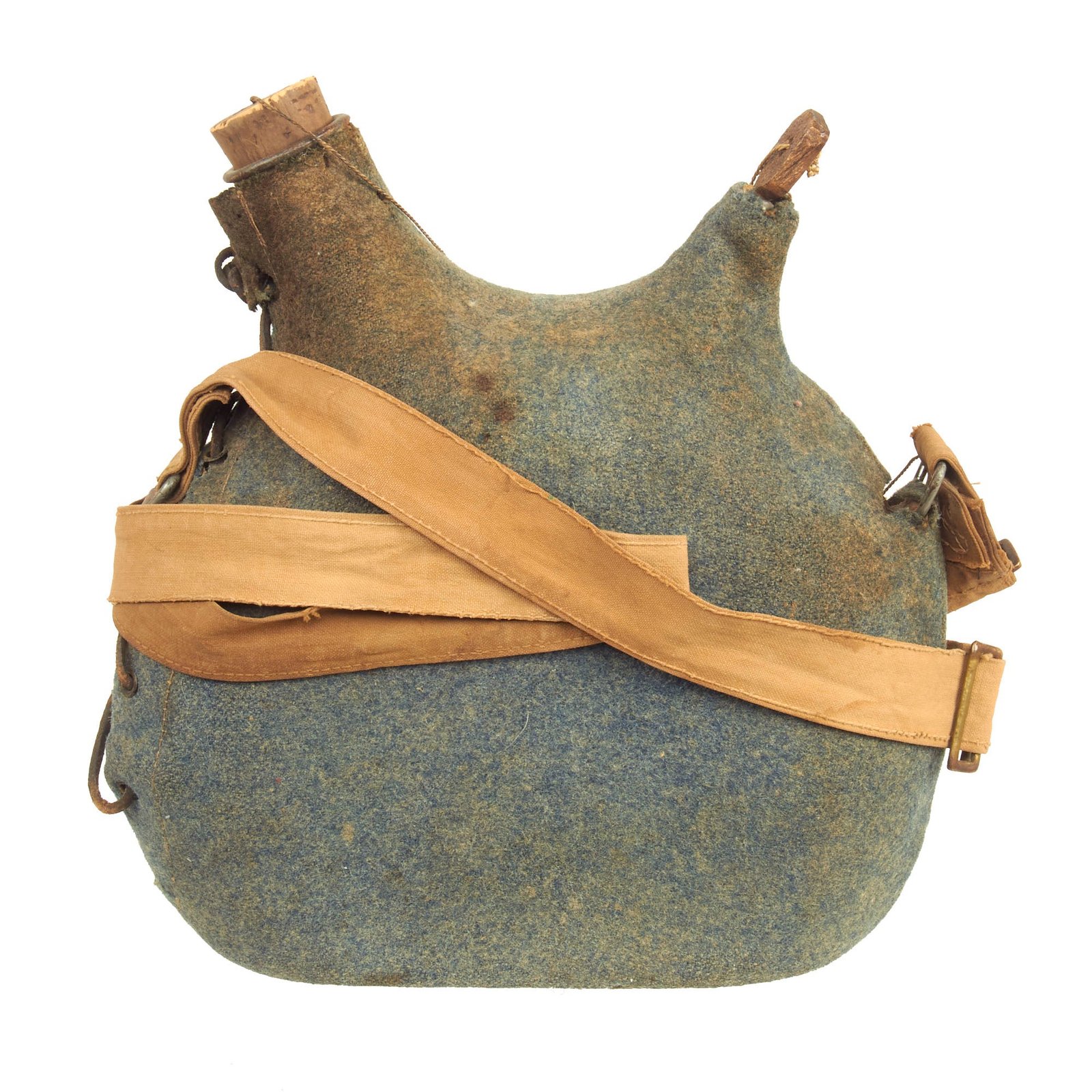 Buy Original French WWI Model 1877 Canteen in Horizon Blue with Shoulder Strap - Bidon | Original Firearms Antique For Sale