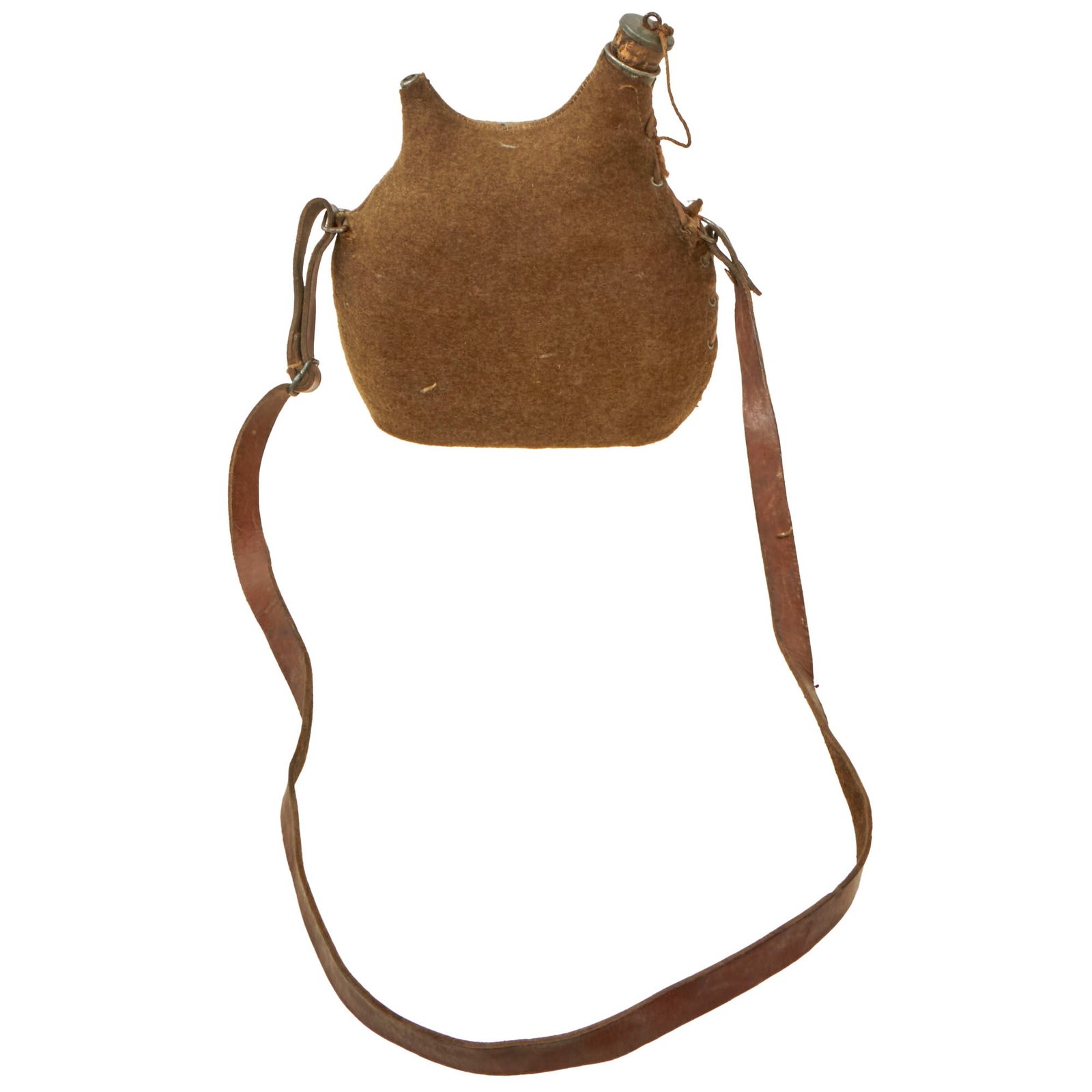 Buy Original French WWI Model 1877 Canteen with Colonial Troops Brown Cover & Shoulder Strap | Original Firearms Antique For Sale