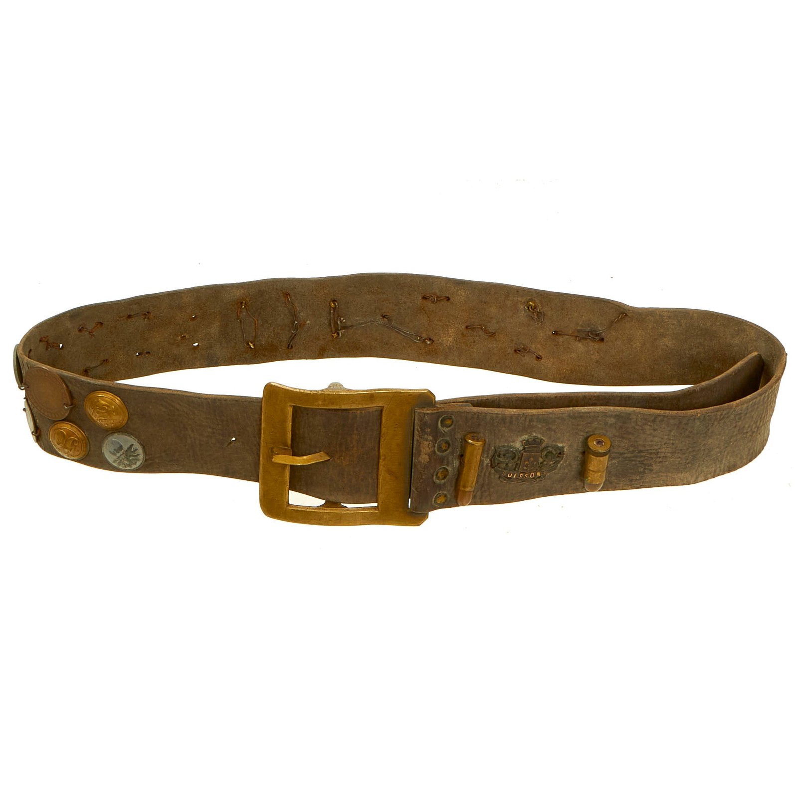 Buy Original U.S. WWI Imperial German Hate Souvenir Belt With 28 Attached Items | Original Firearms Antique For Sale