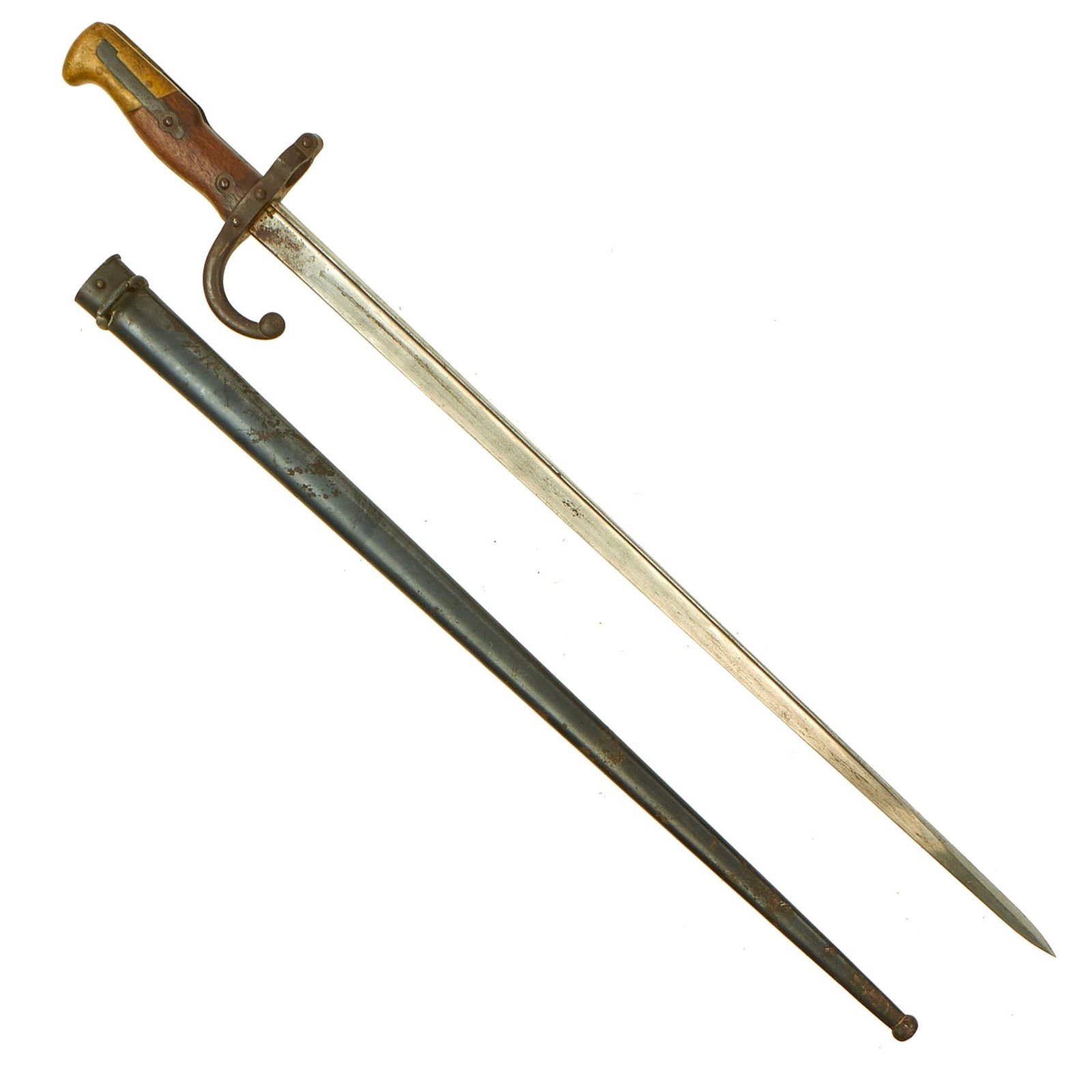 Buy Original French M1874 Gras Bayonet by d'Armes de Châtellerault with Scabbard- Dated 1883 | Original Firearms Antique For Sale