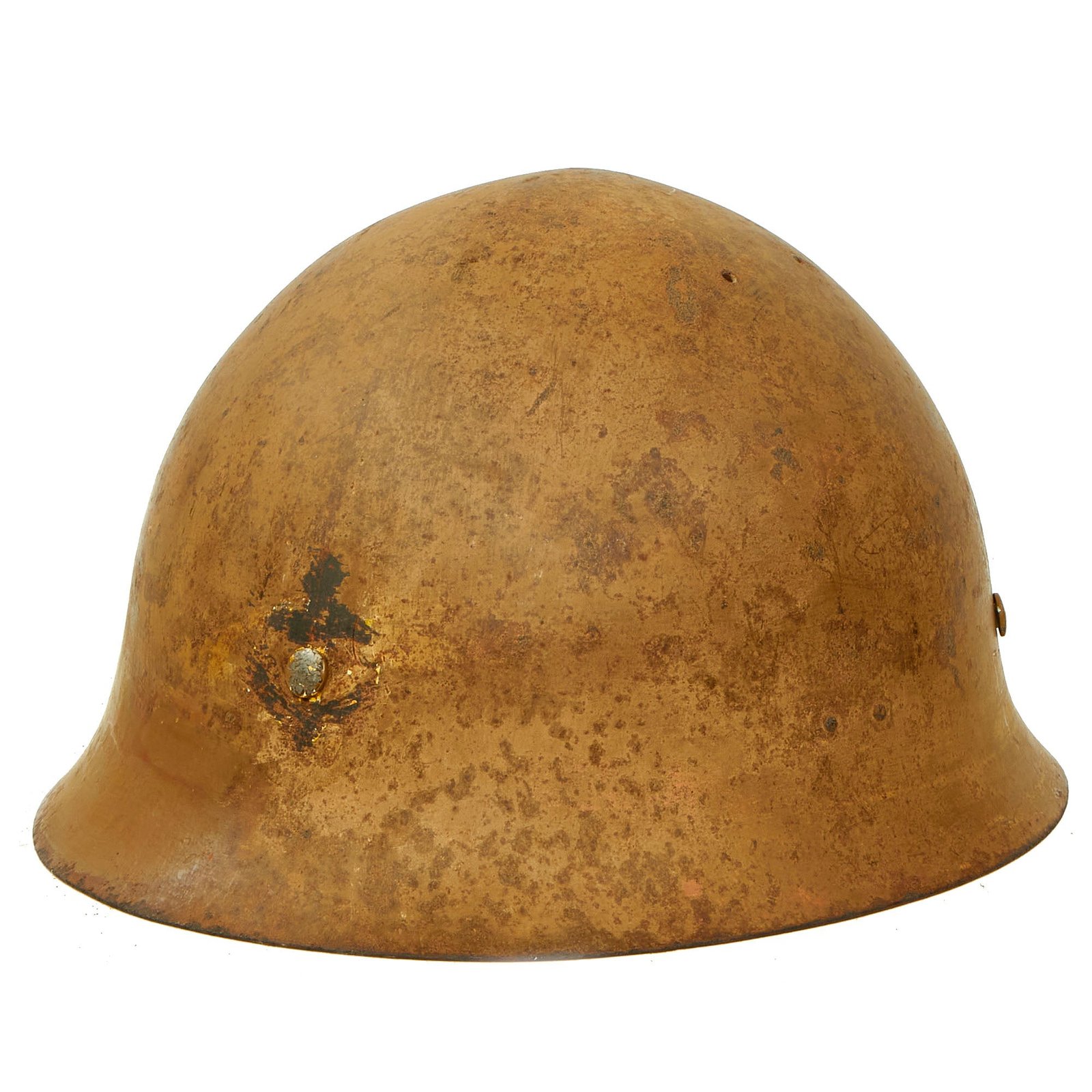 Buy Original Japanese WWII Type 90 Special Naval Landing Forces Helmet with Complete Chinstrap Assembly- Tetsubo | Original Firearms Antique For Sale