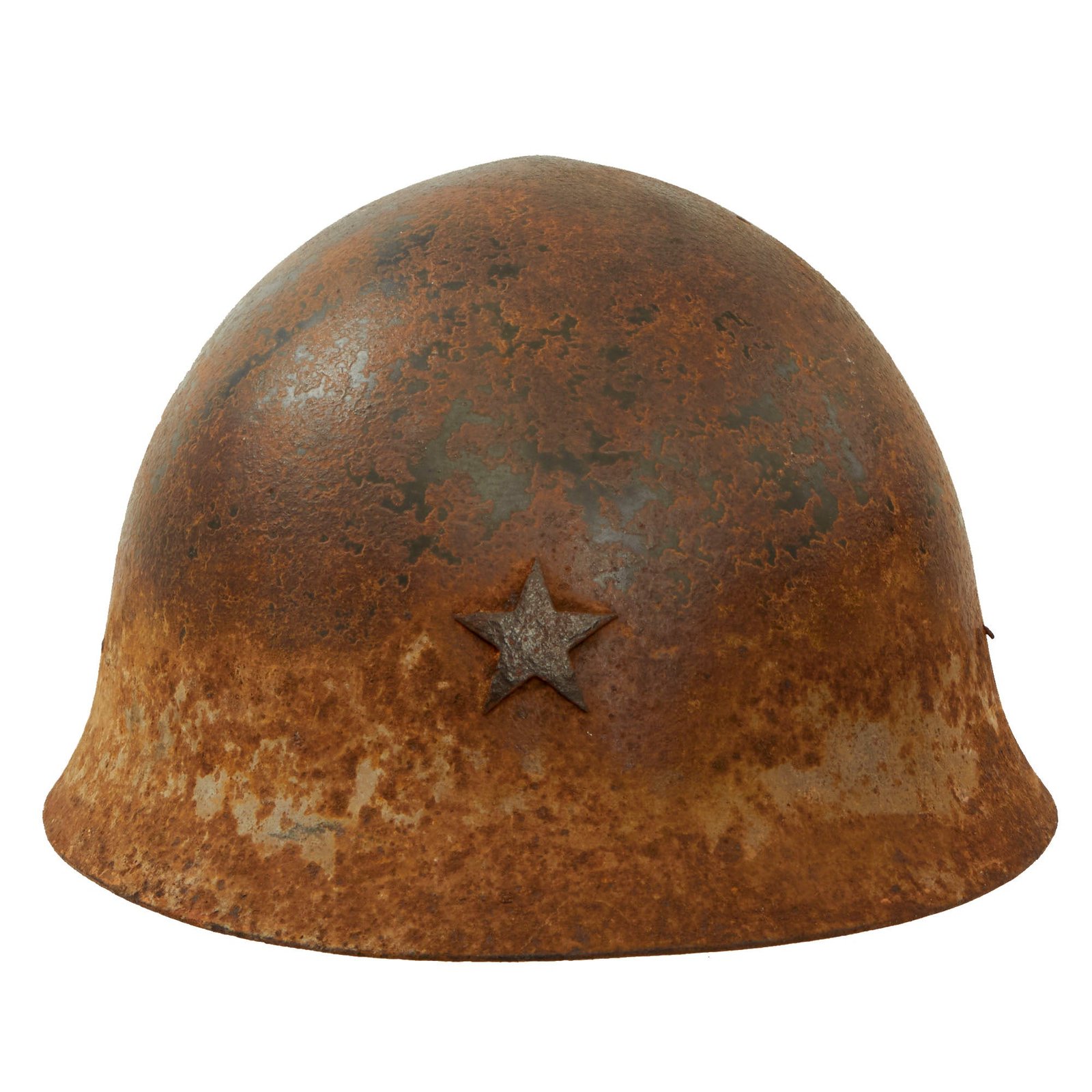 Buy Original Japanese WWII Type 90 Army Relic Helmet with Intact Star Purportedly Found at Iwo Jima - No Liner or Chinstrap - Tetsubo | Original Firearms Antique For Sale