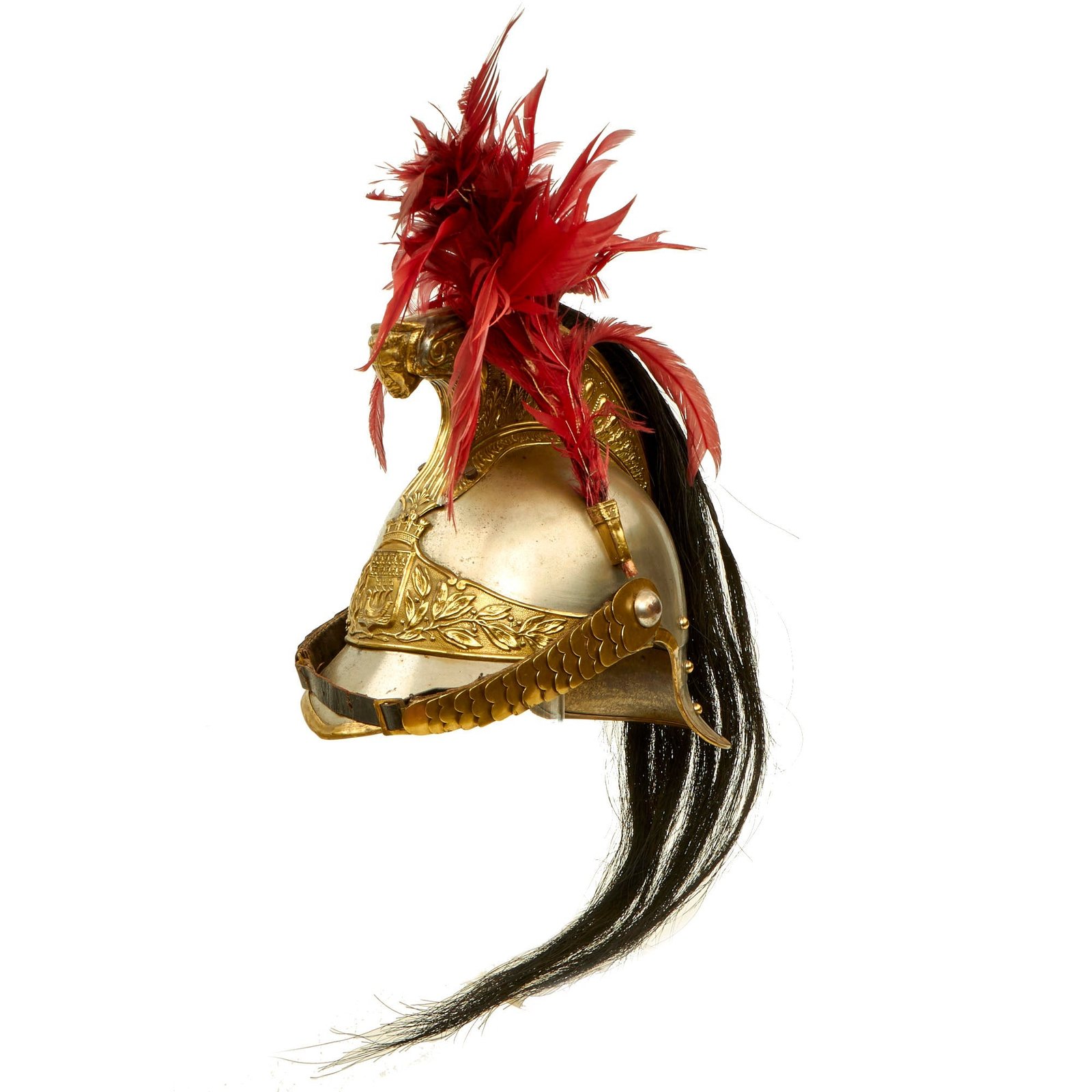Buy Original WWI French Paris Cavalry Regiment  Model 1870 Enlisted Trooper’s Cuirassier Helmet with Horsehair Tail | Original Firearms Antique For Sale