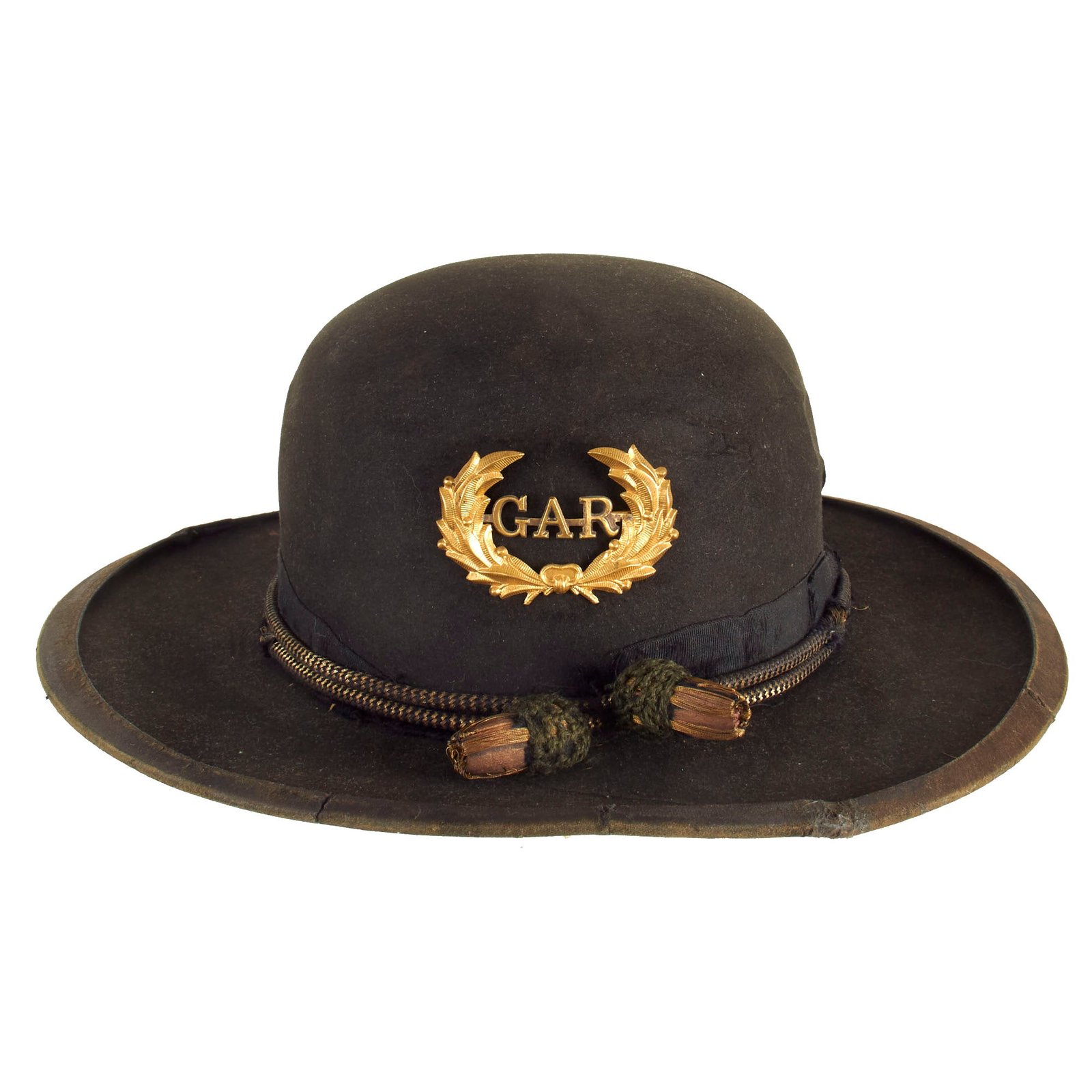 Buy Original U.S. Civil War Post War Grand Army of the Republic (GAR) Open Crown Felt Cap With Badge and Cord | Original Firearms Antique For Sale