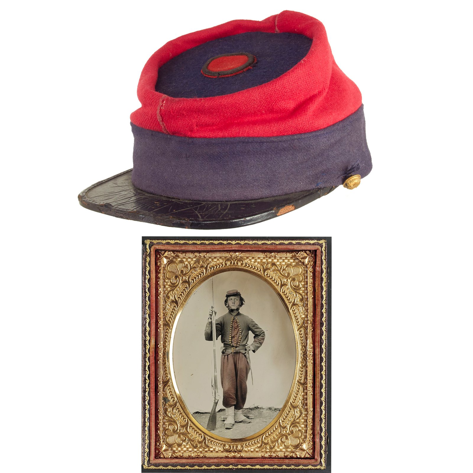 Buy Original Civil War Union 14th Brooklyn “Red Legged Devils” Kepi with Original 1st Corps Badge | Original Firearms Antique For Sale