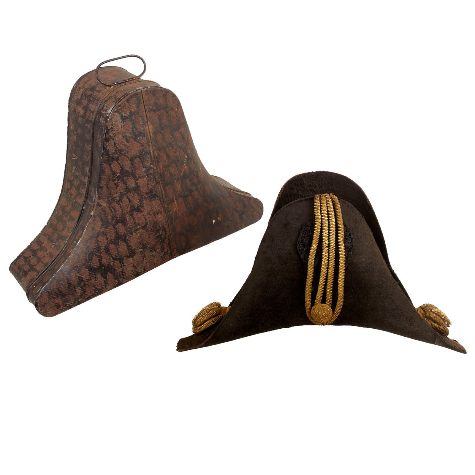 Buy Original U.S. 1820s Army Officer Chapeau-Bras Bicorn Hat by Warren Stanwood & Co with Transit Tin | Original Firearms Antique For Sale