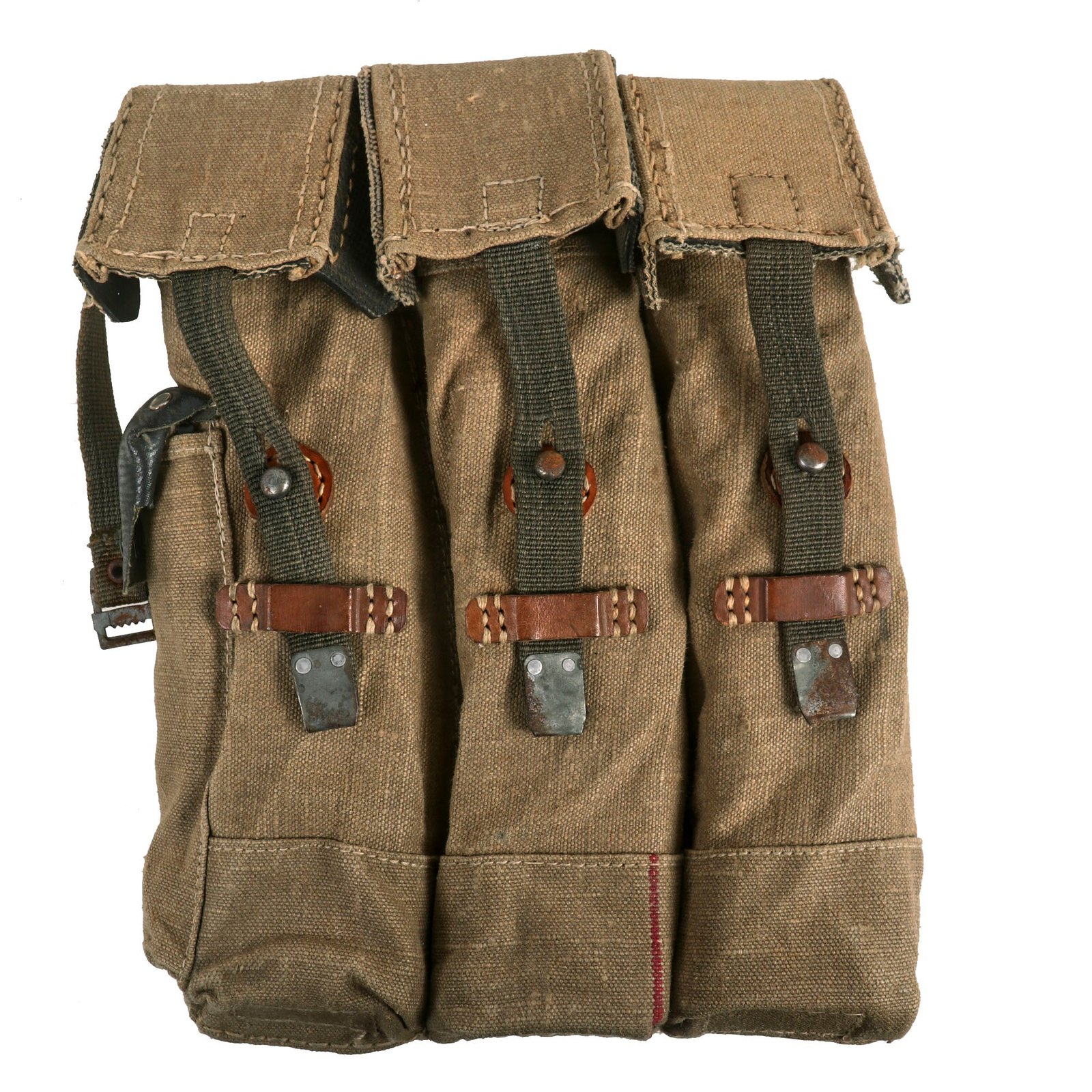 Buy Original Rare German WWII Right Side Texled MP 44 Triple Magazine Pouch with Rubberized Fabric Pocket Lids - STG 44 | Original Firearms Antique For Sale