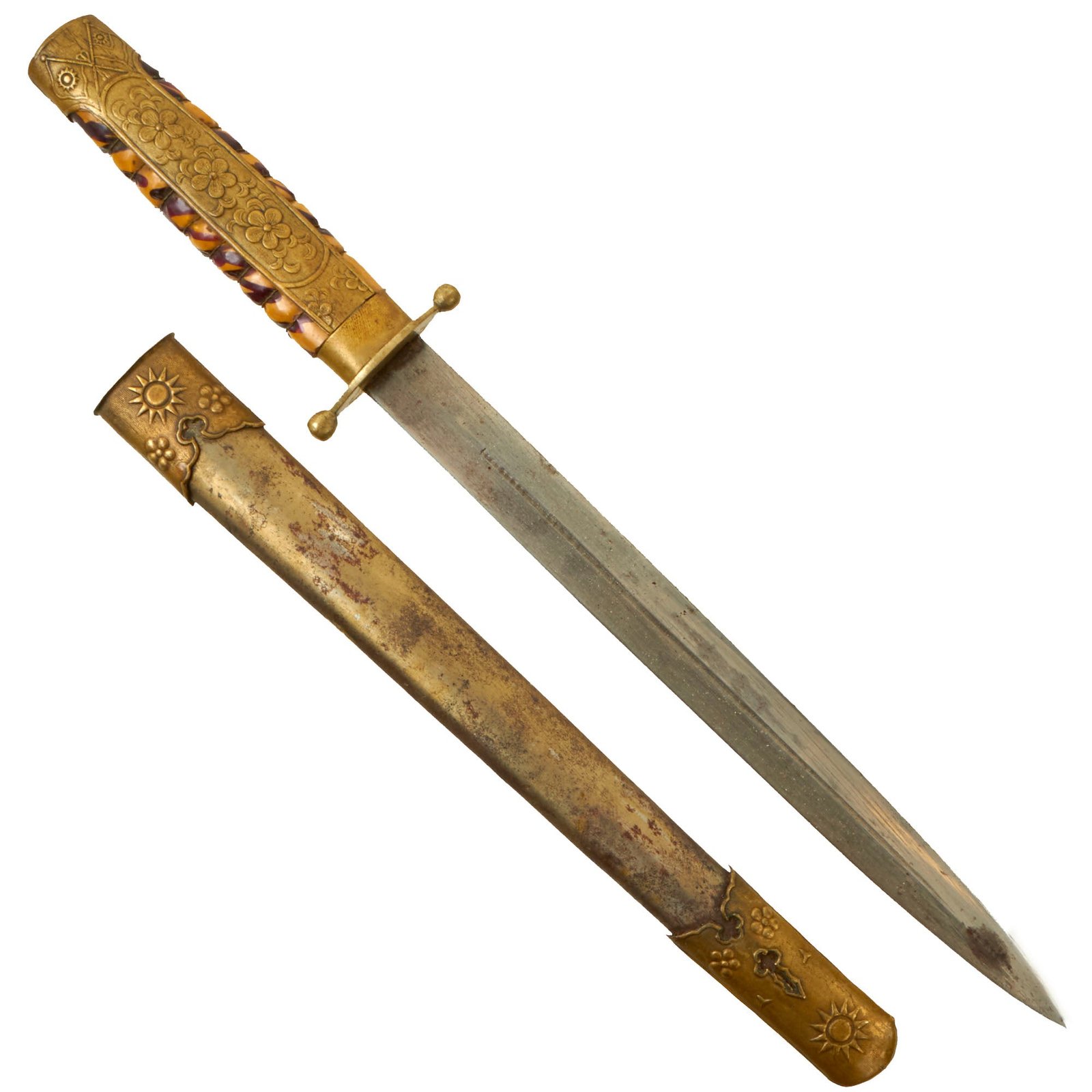 Buy Original WWII Chinese National Revolutionary Army Officer Kuomintang Dagger & Scabbard | Original Firearms Antique For Sale