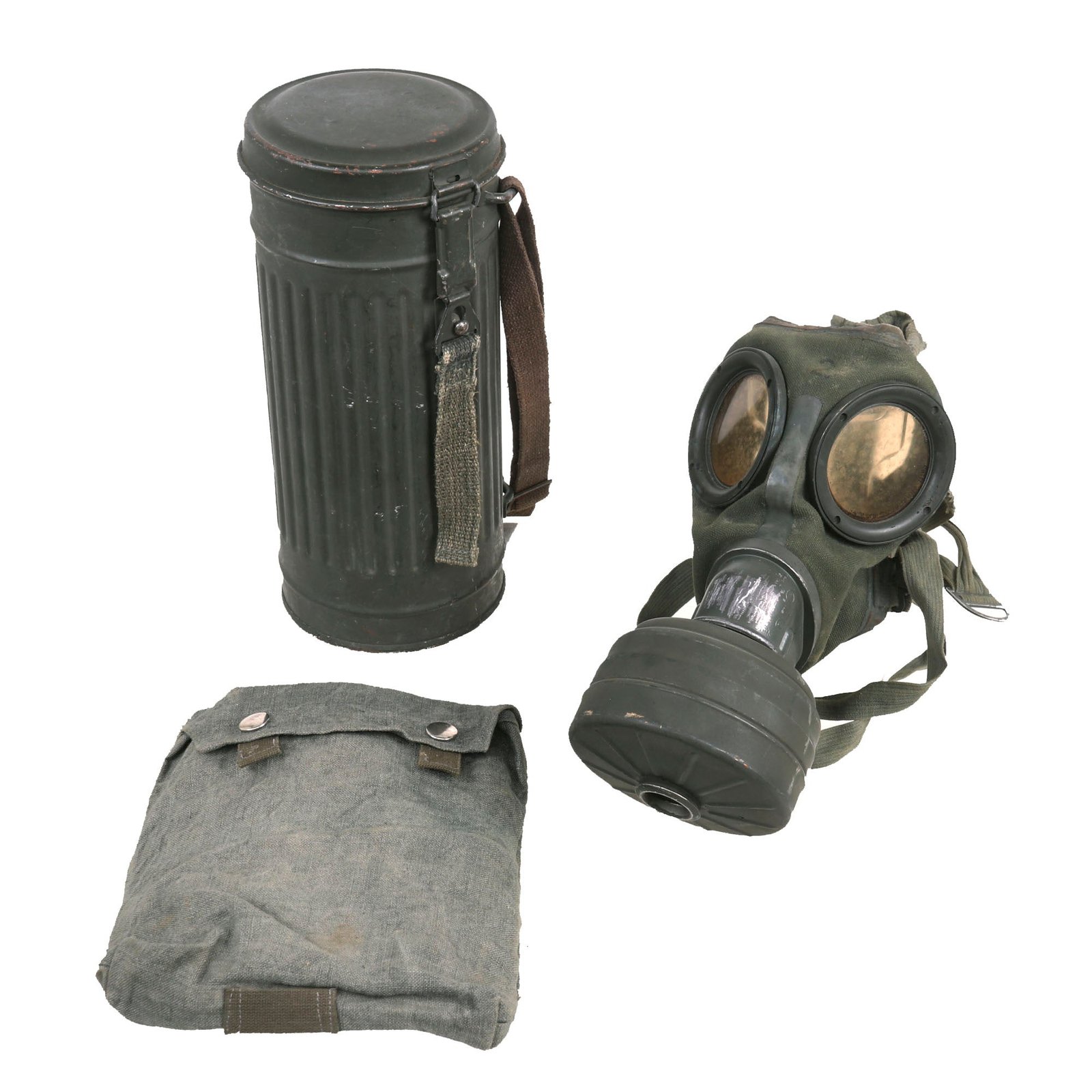 Buy Original German WWII Named M30 2nd Model Size 2 Gas Mask with Fe 42 Filter and Canister - Dated 1938 | Original Firearms Antique For Sale