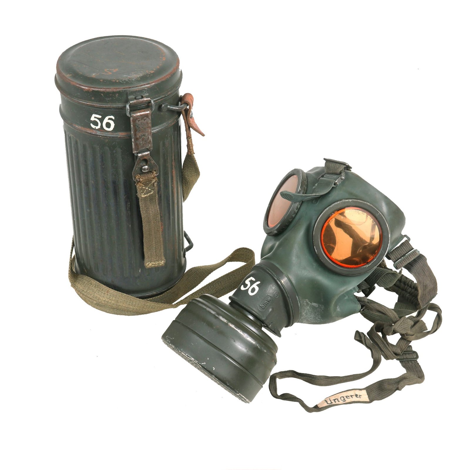 Buy Original German WWII Named M38 Size 3 Gas Mask with Fe 37R Filter and Canister - Dated April 1942 | Original Firearms Antique For Sale