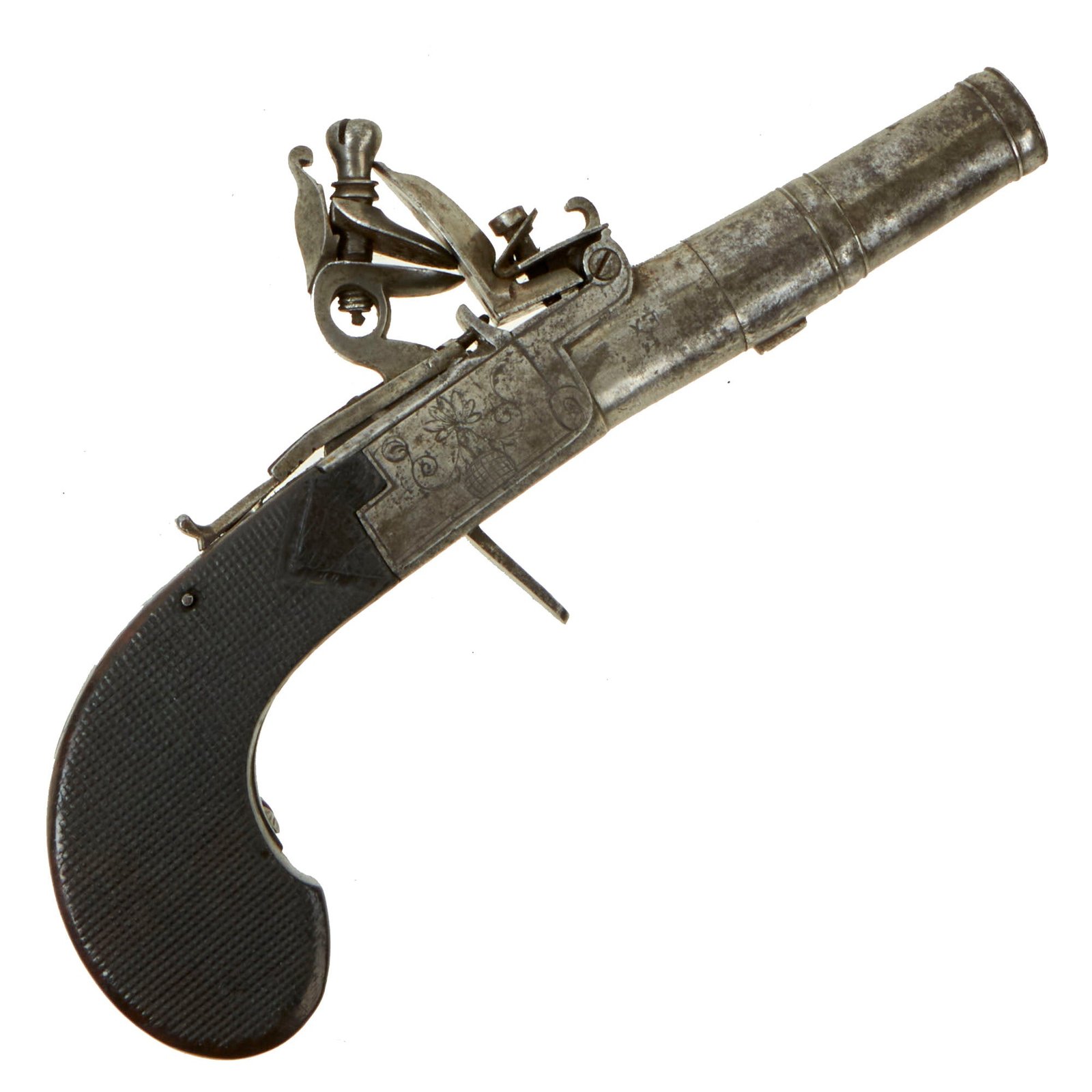 Buy Original British Box-lock Pocket Flintlock Pistol with Fold-out Trigger & Turn-Off Barrel - circa 1770-1820 | Original Firearms Antique For Sale