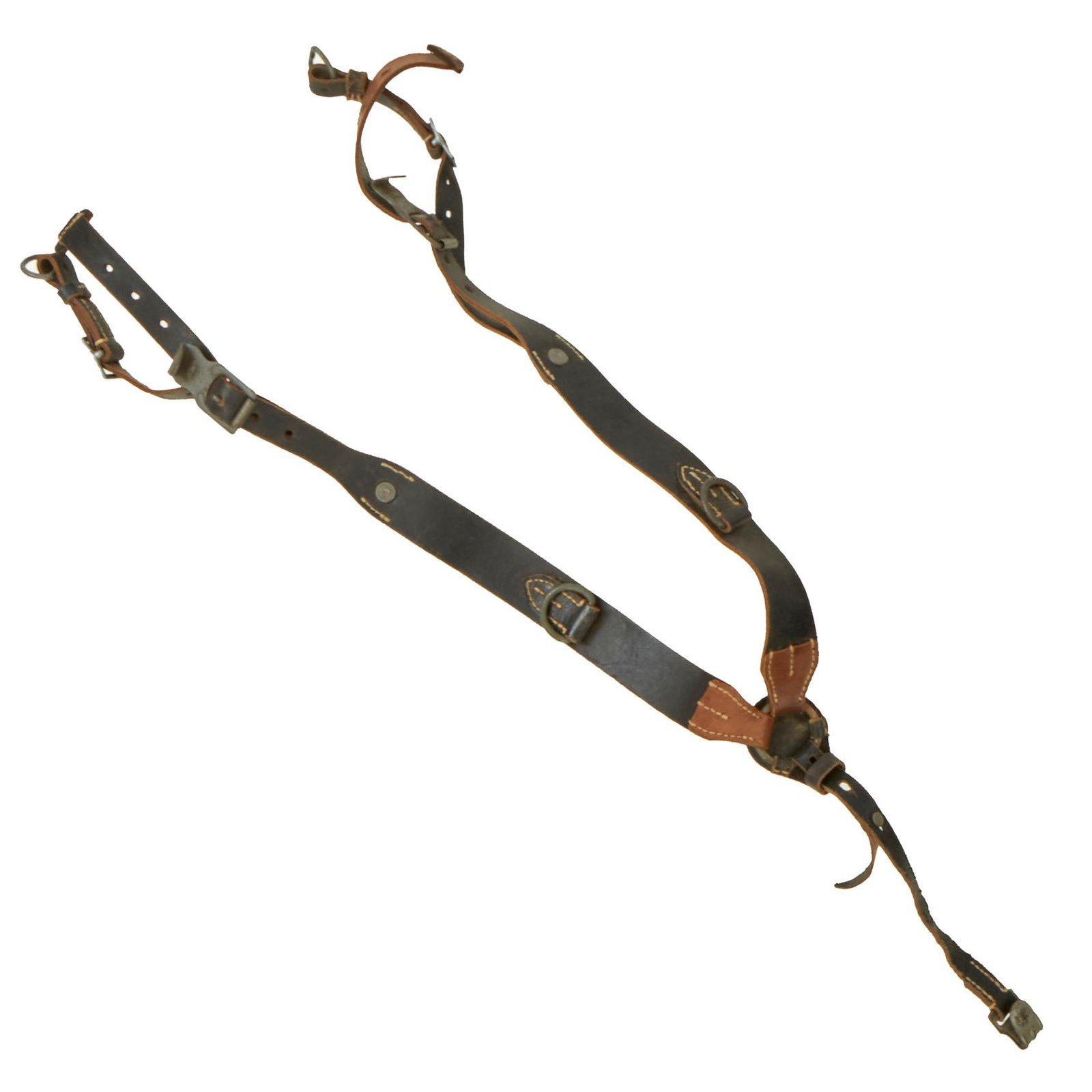 Buy Original German WWII 1943 Dated Waffen SS Marked Leather Combat Suspender Y Straps - Koppeltragegestell für Infanterie | Original Firearms Antique For Sale