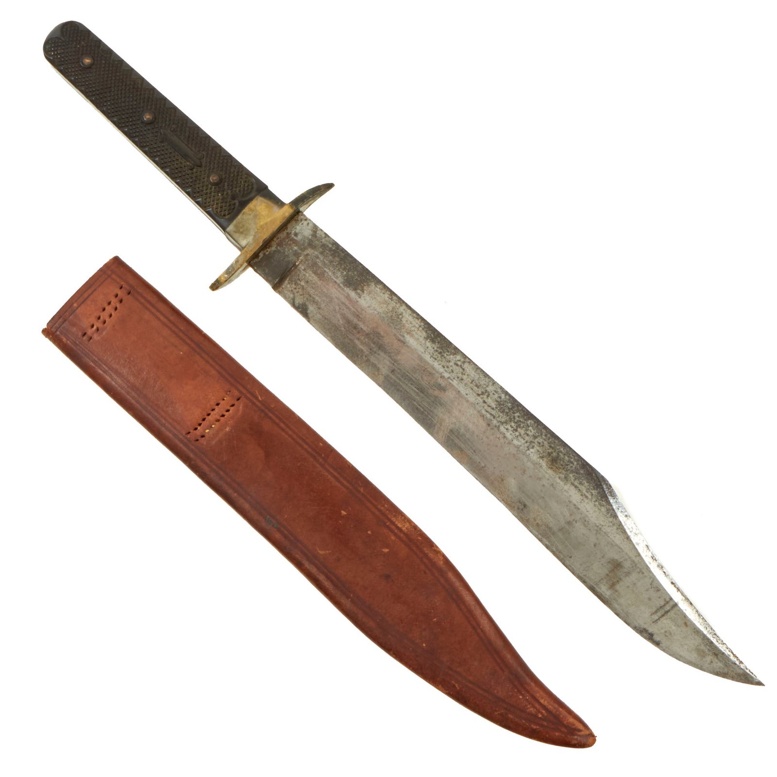Buy Original U.S. Late 19th Century Bridgeport Gun Implement Co “No 521” Bowie Knife With Leather Sheath | Original Firearms Antique For Sale