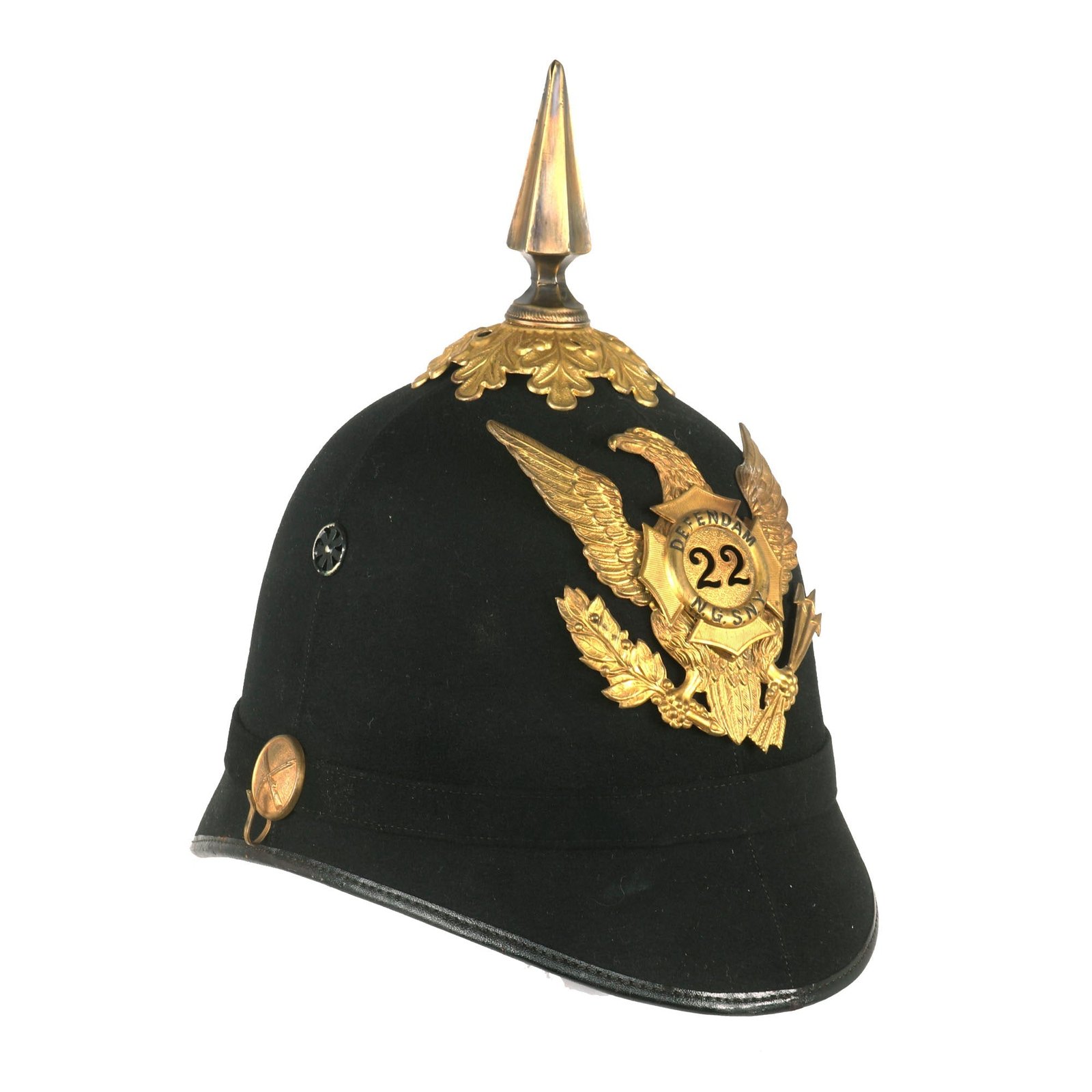 Buy Original U.S. 22nd New York State National Guard Model 1881 Infantry Dress Spiked Pith Helmet by Ridabock & Co. - Dated 1900 | Original Firearms Antique For Sale