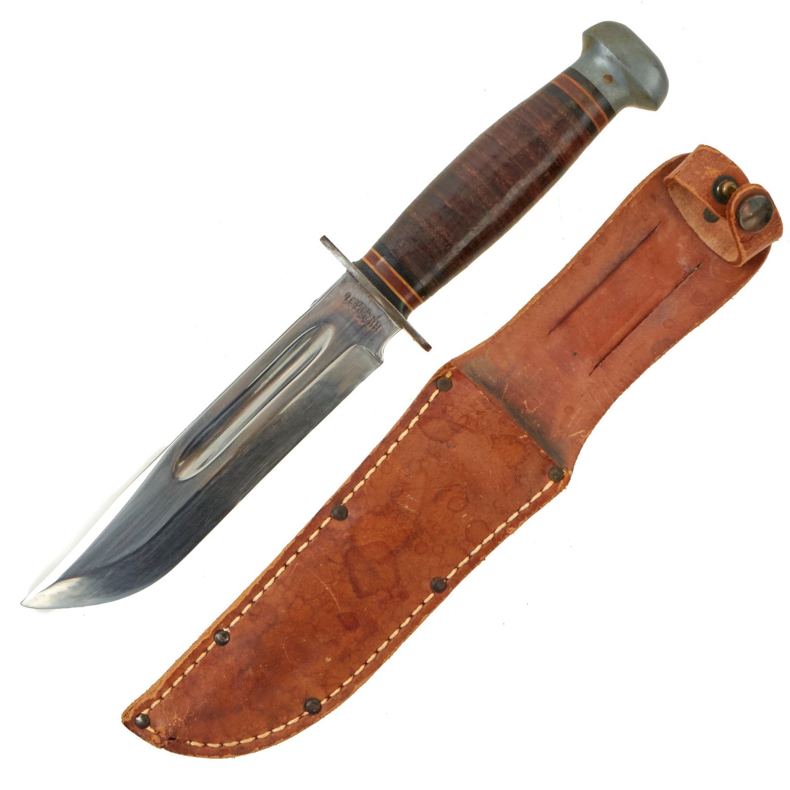 Buy Original U.S. WWII PAL RH-36 MkII-Style Fighting Knife with Leather Belt Scabbard | Original Firearms Antique For Sale