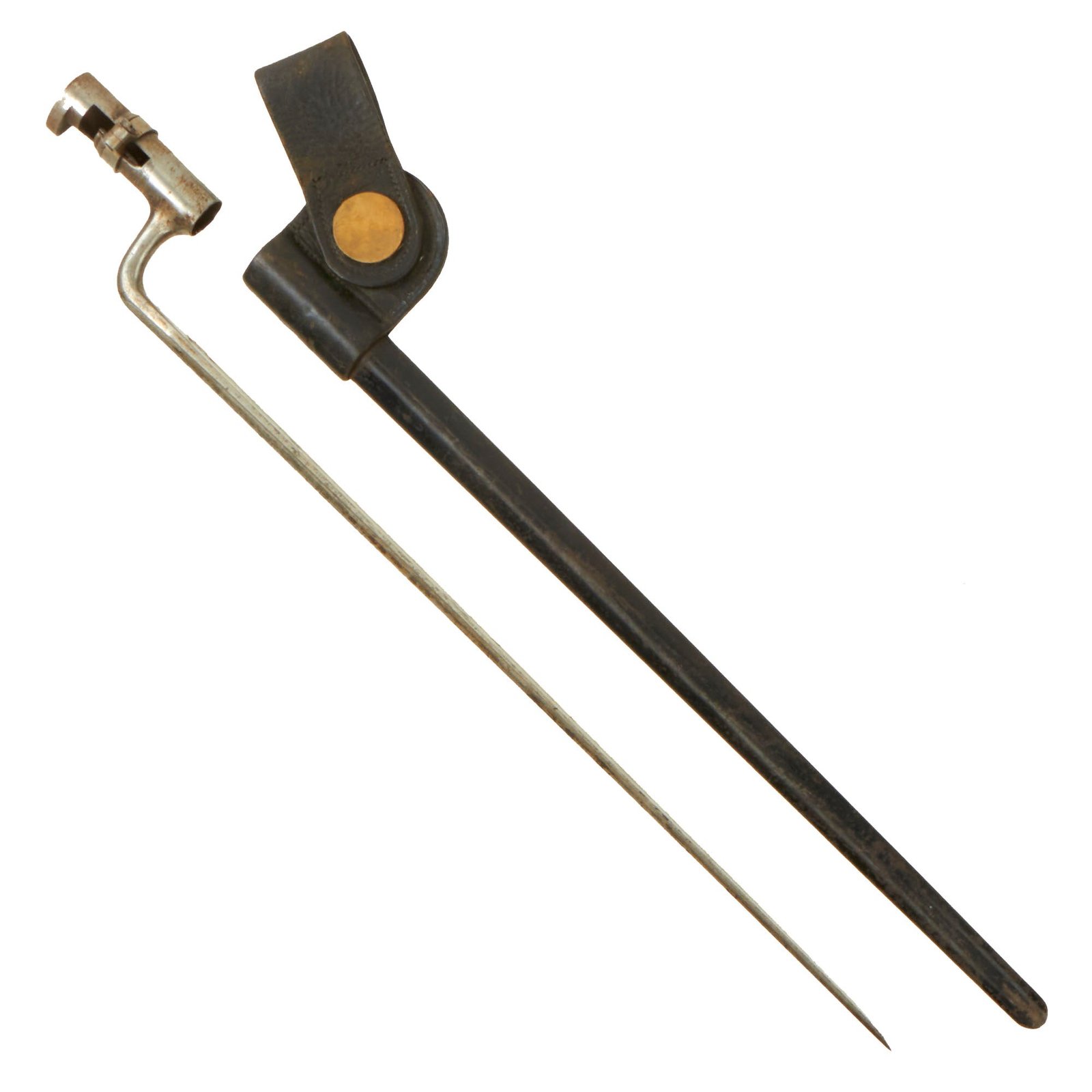 Buy Original U.S. Springfield Trapdoor M1873 Rifle Socket Bayonet with 1st Pattern Frog and Scabbard | Original Firearms Antique For Sale