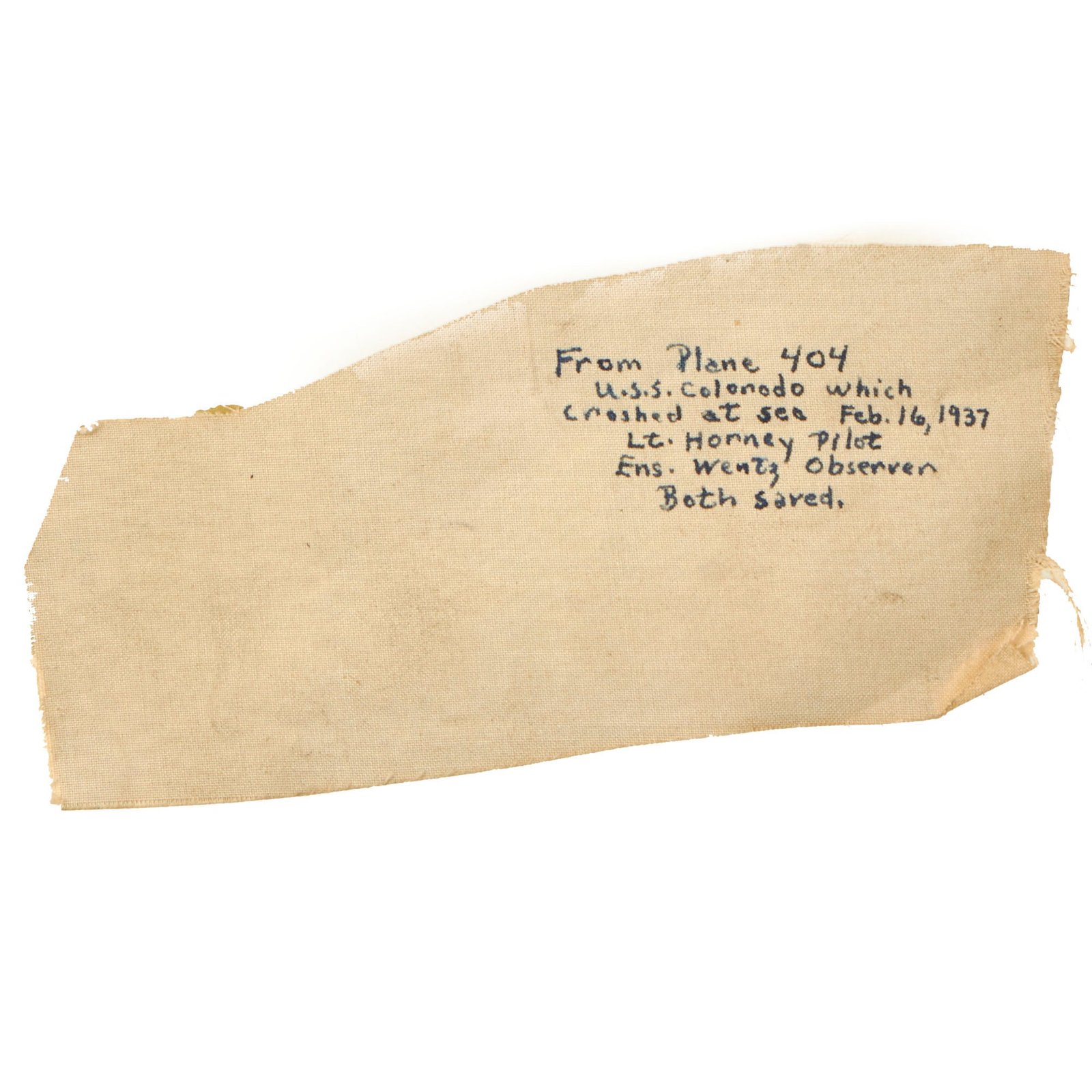 Buy Original U.S. Pre-WWII Souvenir Aircraft Skin from 1937 Crash of Plane 404, USS Colorado | Original Firearms Antique For Sale