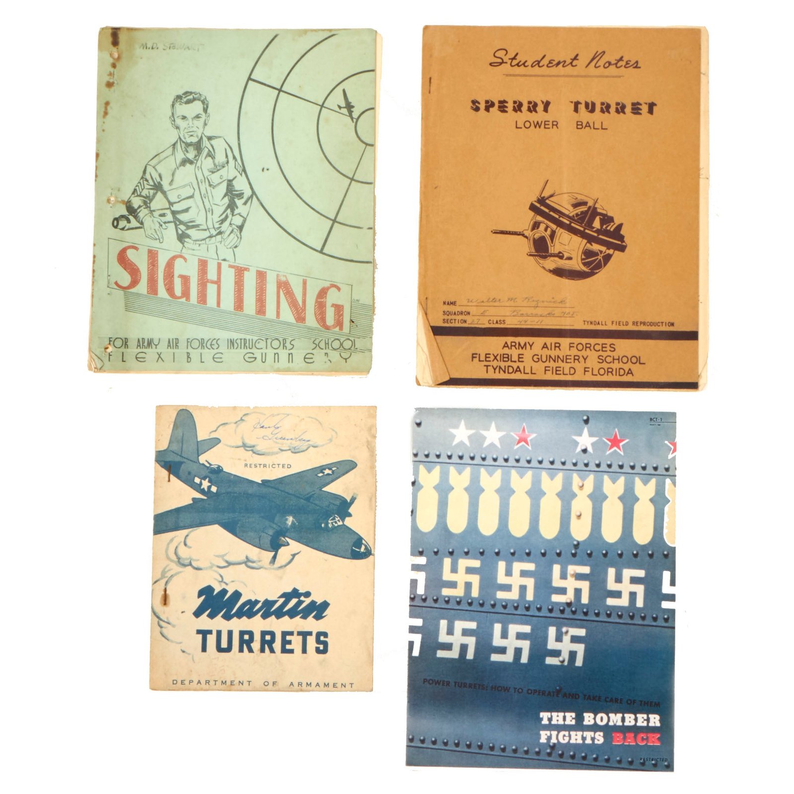 Buy Original U.S. WWII USAAF Bomber Motorized Turret Gunner's Manual Archive - 4 Manuals | Original Firearms Antique For Sale