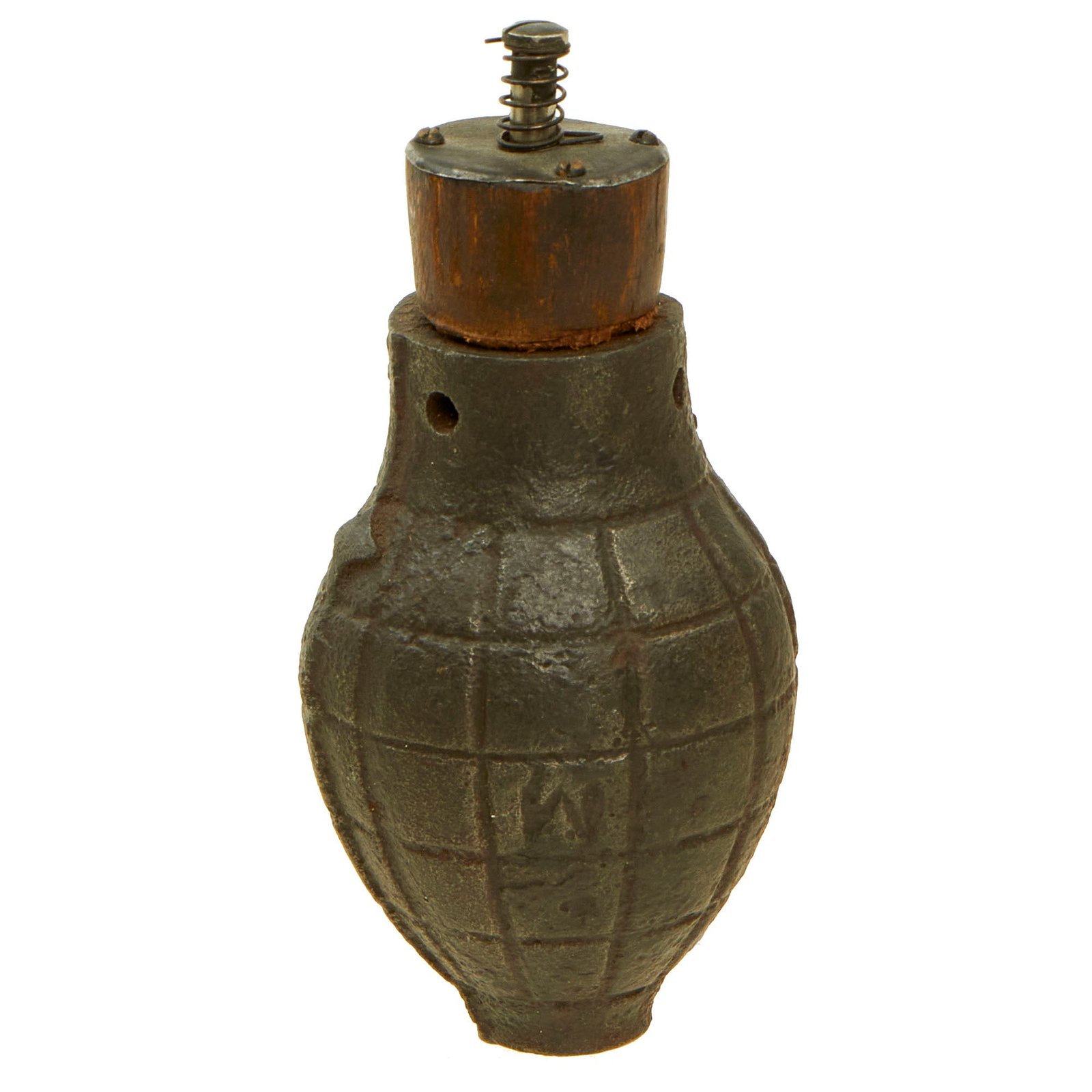 Buy Original French WWI Foug M1916 Inert Lemon Grenade with Wood Top Plug - Citron modèle 1916 | Original Firearms Antique For Sale