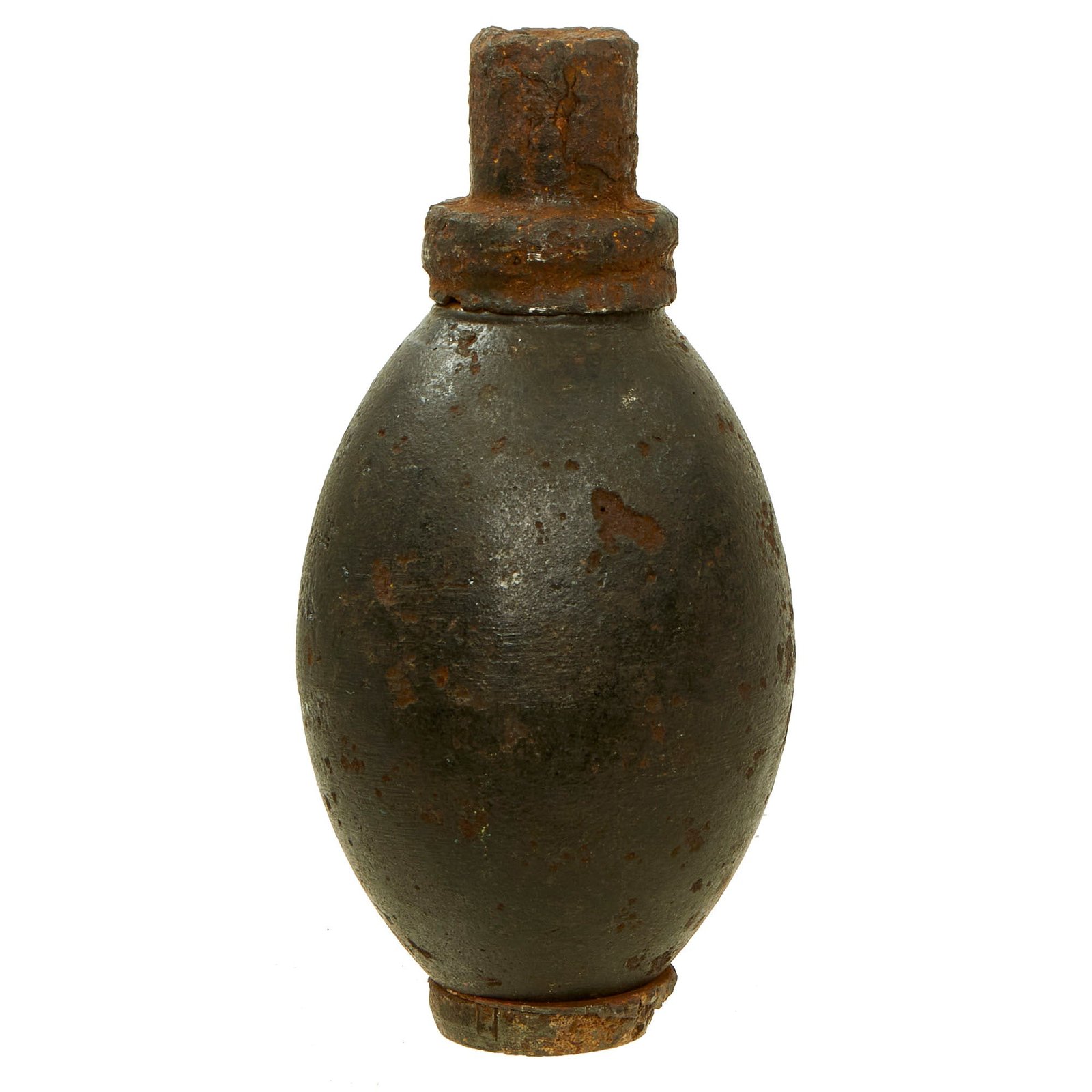 Buy Original Dutch WWII Inert Eihandgranaat No.1 “Egg” Grenade With Transport Cap and Base Plug - Recovered From German Bunker In Holland | Original Firearms Antique For Sale