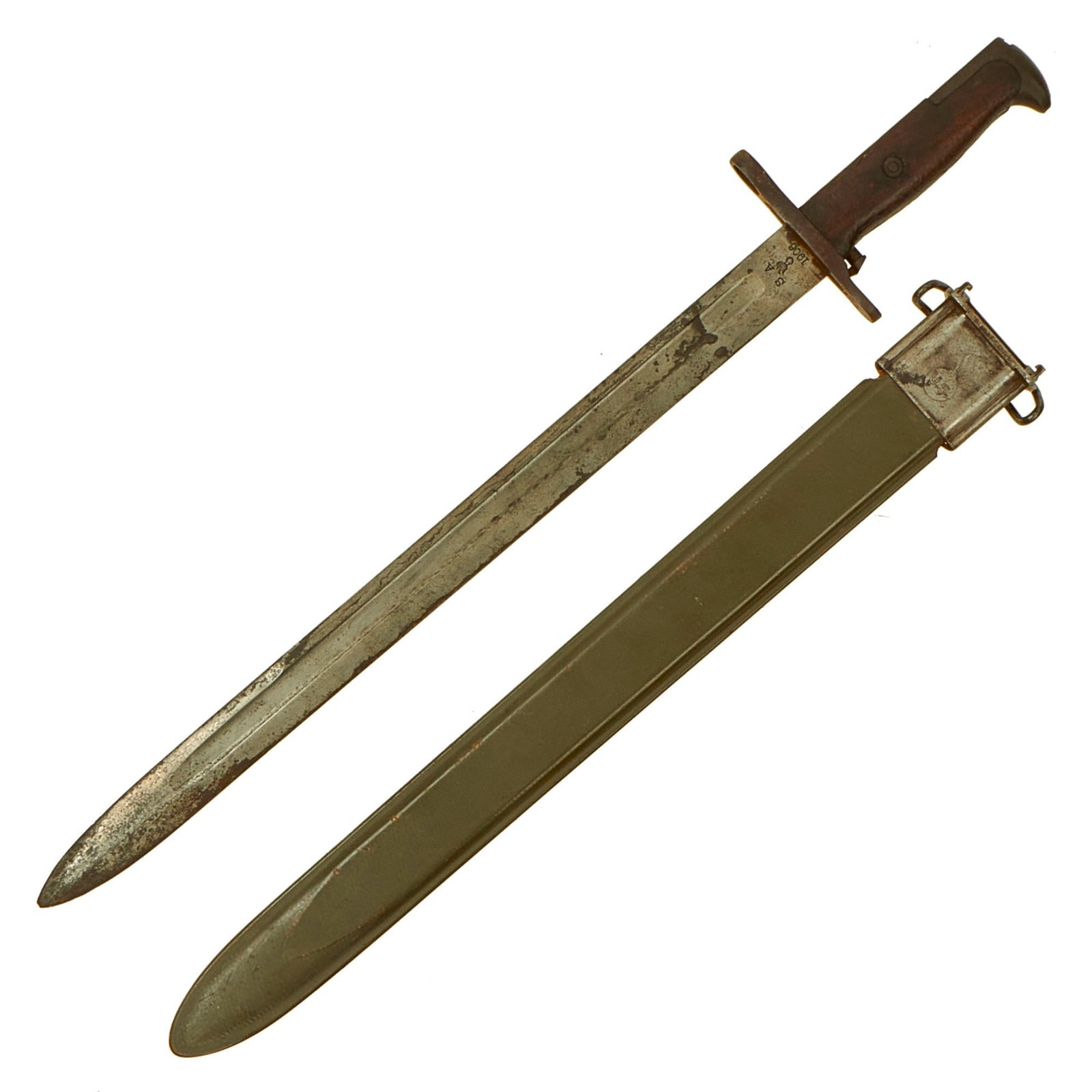 Buy Original U.S. WWI & WWII M1905 Springfield 16" Rifle Bayonet marked S.A. with M3 Scabbard - dated 1906 | Original Firearms Antique For Sale