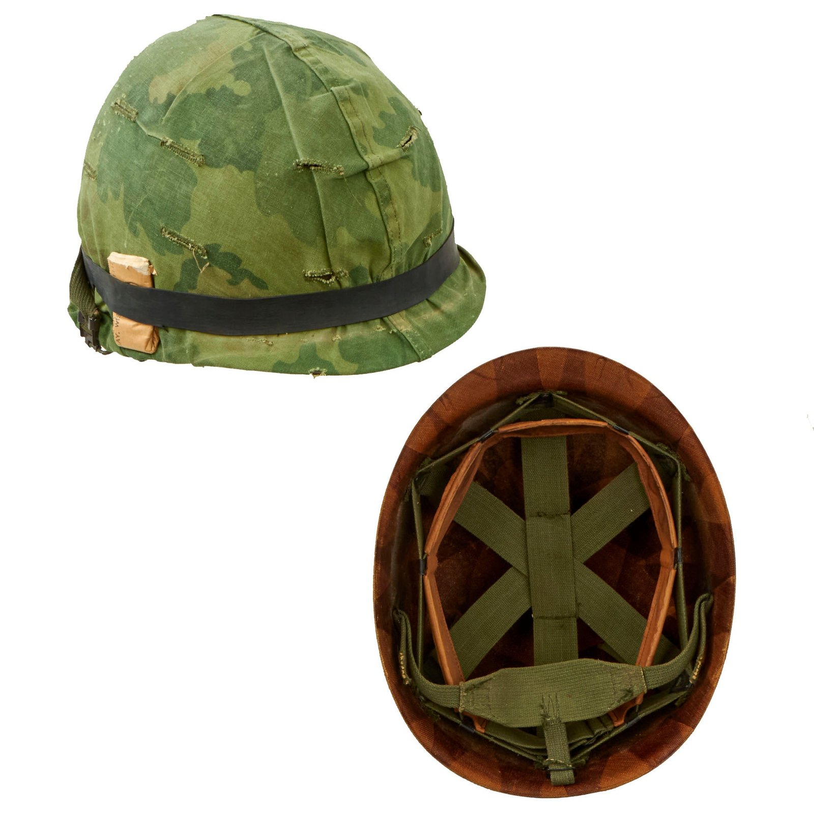 Buy Original U.S. Vietnam War USMC M1 Helmet With Mitchell Pattern Camouflage Helmet Cover, M-151 "Mutt" Inner Tube Band and Liner | Original Firearms Antique For Sale