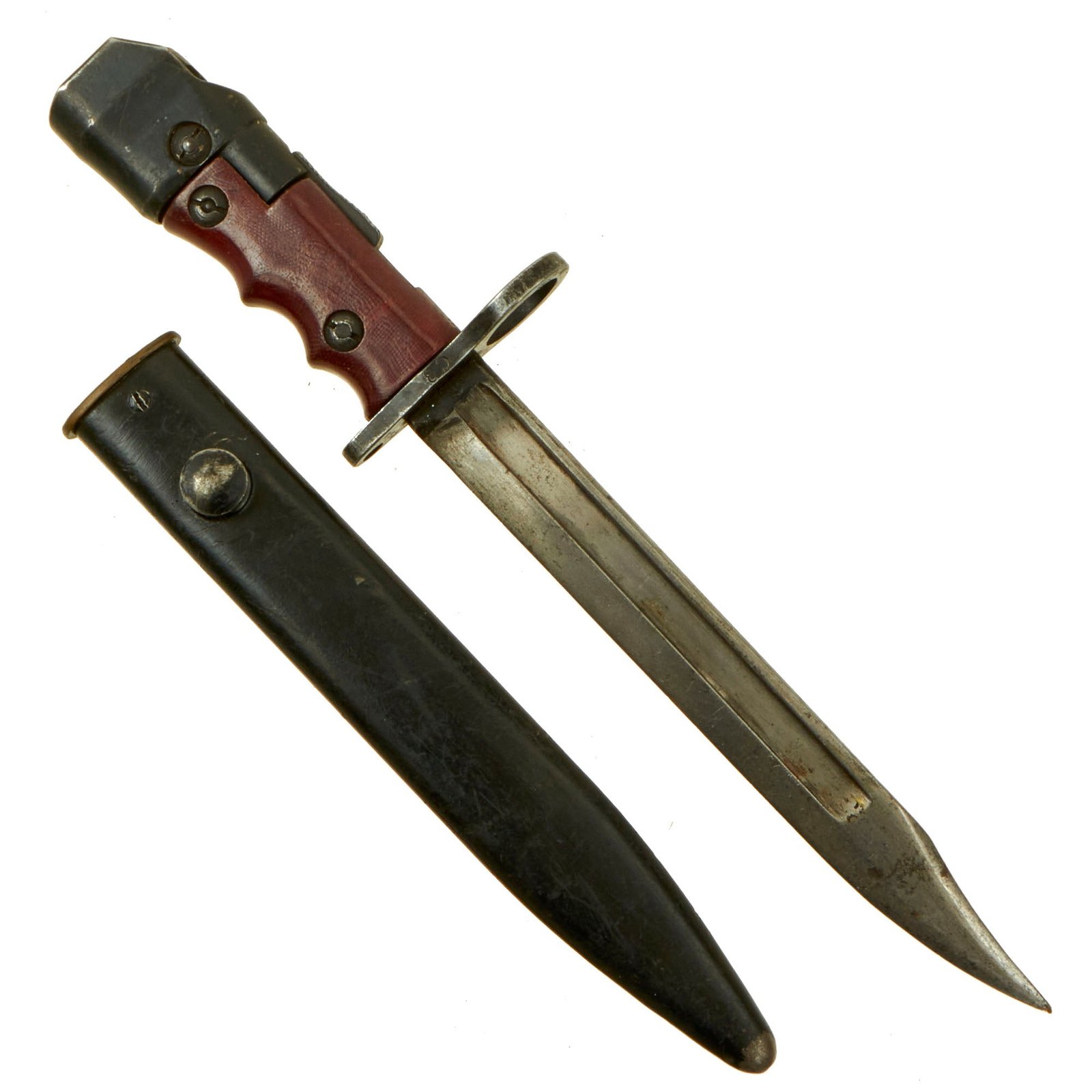 Buy Original British No. 7 Mk. I/L Swivel Pommel Bayonet Fighting Knife by Elkington with Red Handle & Scabbard | Original Firearms Antique For Sale