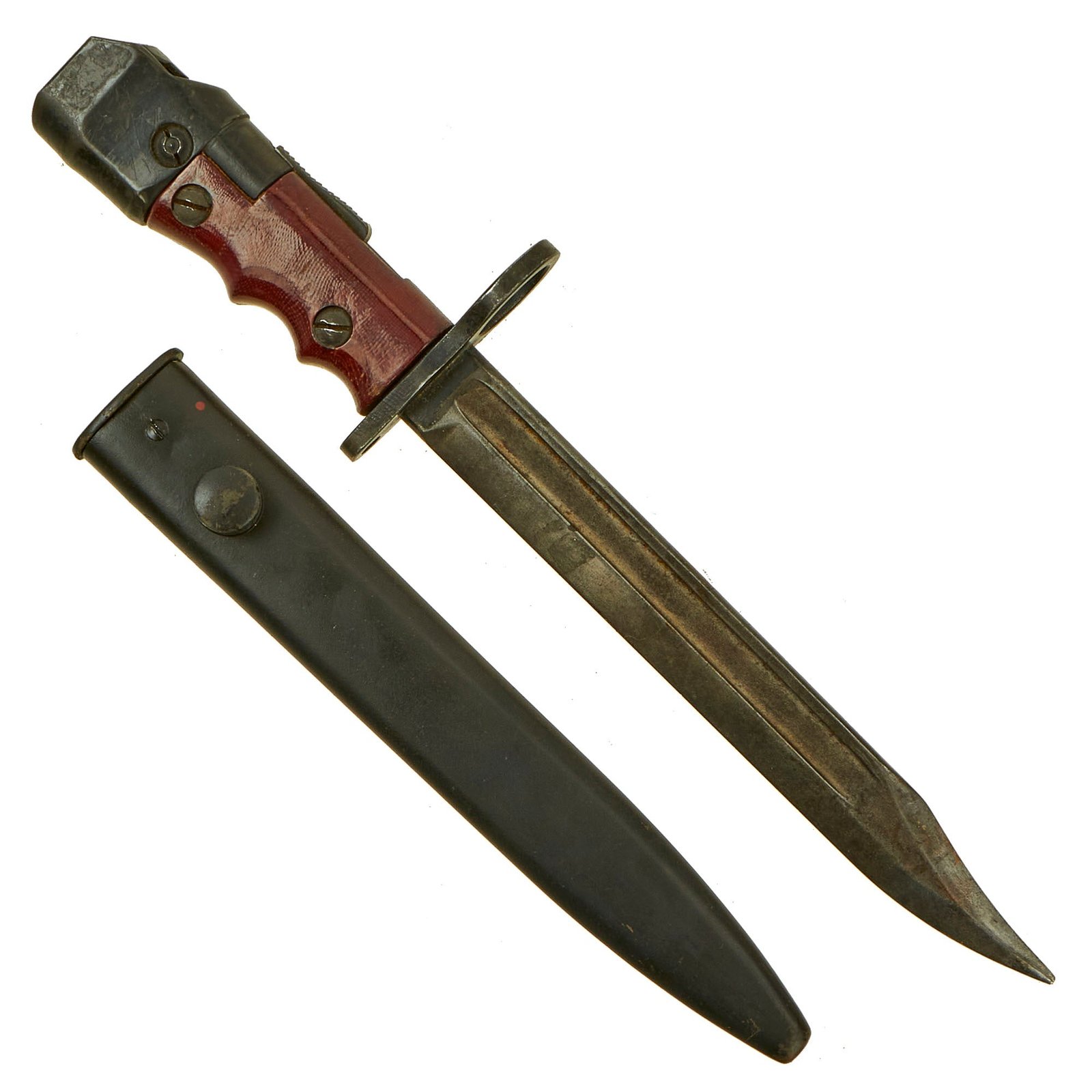 Buy Original British No. 7 Mk. I/L Swivel Pommel Bayonet Fighting Knife by with Red Handle & Scabbard | Original Firearms Antique For Sale