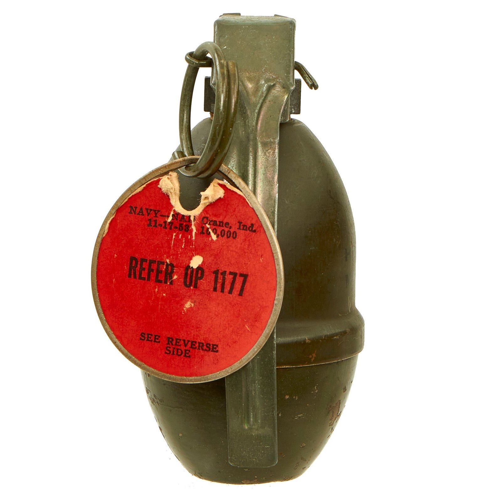 Buy Original U.S. Korean War Rare US Navy Marked and Tagged Mk 1 Mod 0 Illumination Hand Grenade Dated 1953 - Inert | Original Firearms Antique For Sale