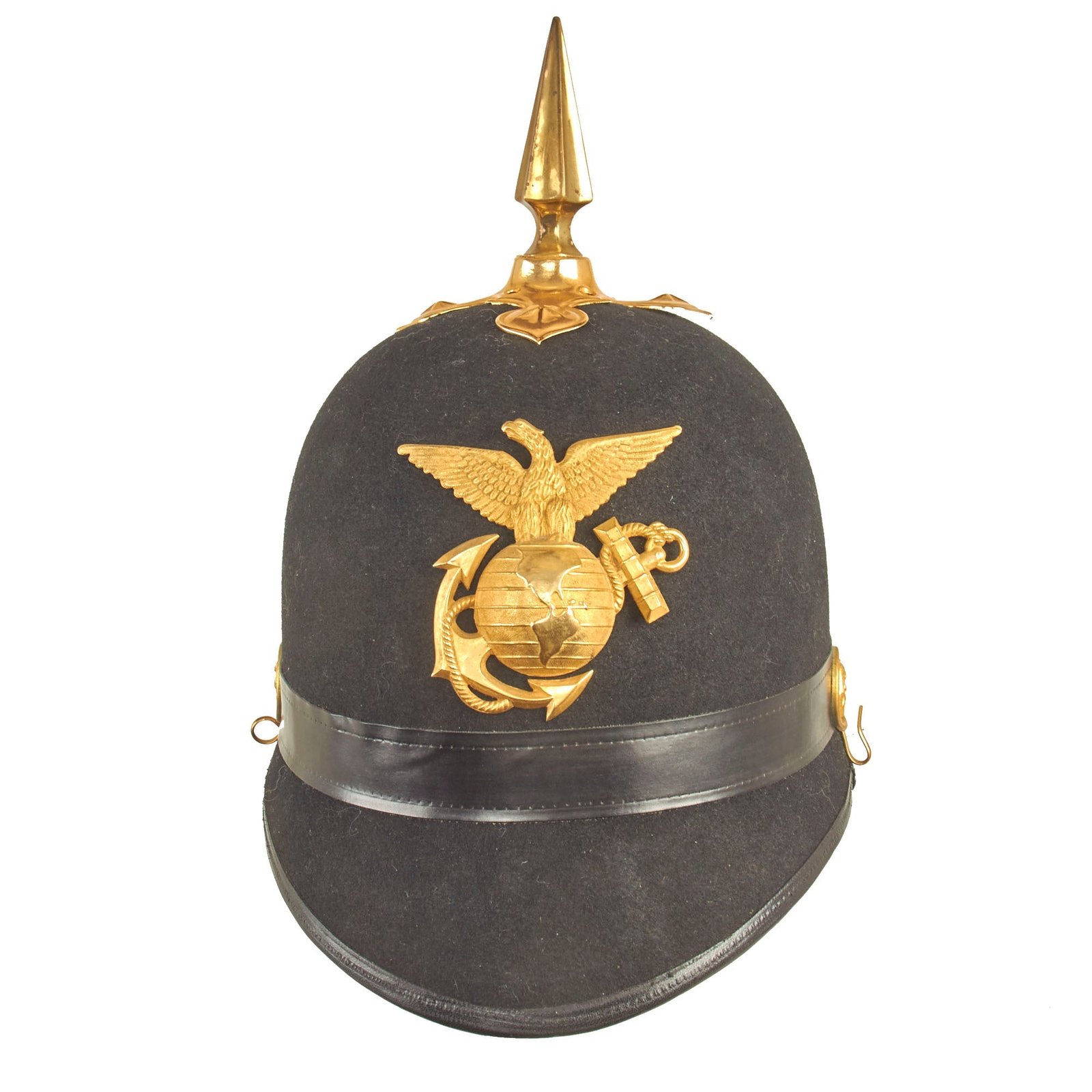 Buy Original U.S. Marine Corps Model 1892 Officer's Dress Spiked Helmet Fittings on Later Made Helmet Body | Original Firearms Antique For Sale