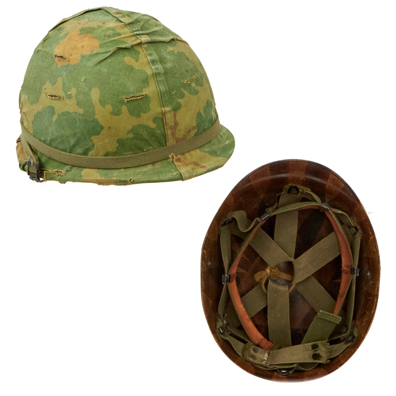 Buy Original U.S. Vietnam Ingersoll M1 Helmet with Camouflage Cover and Liner With 3rd Army and 560th Engineer Battalion Decals | Original Firearms Antique For Sale