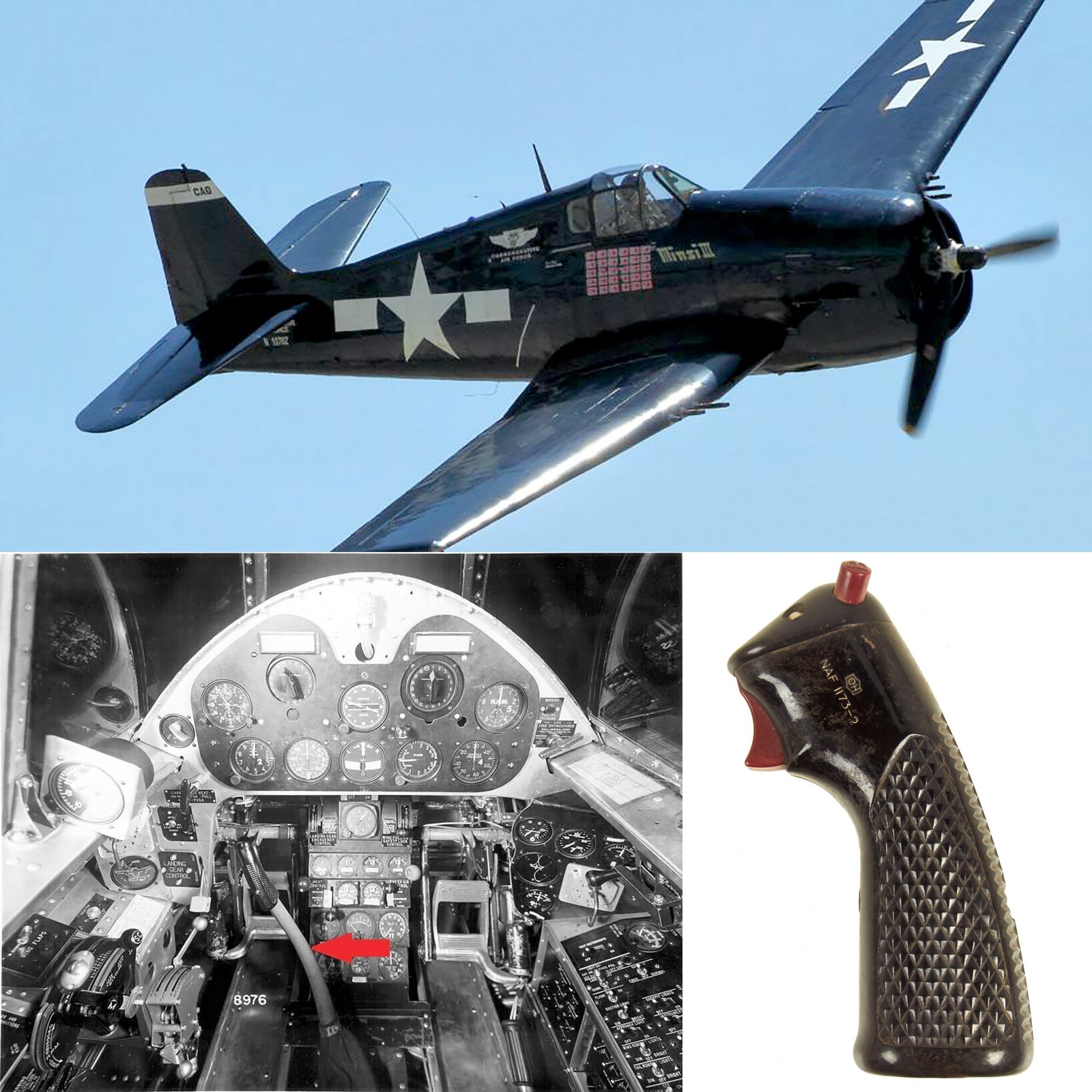 Buy Original U.S. WWII Early US Navy Grumman F6F Control Stick | Original Firearms Antique For Sale