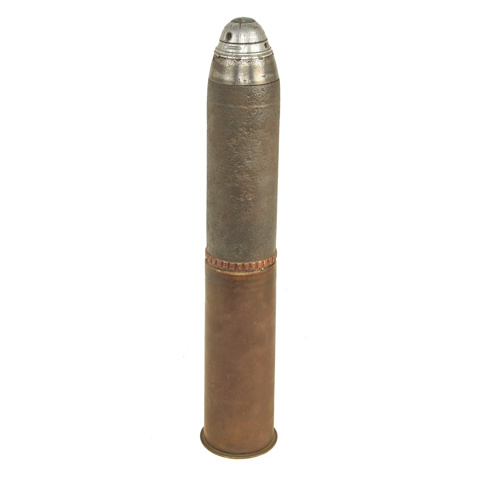 Buy Original German WWI Imperial German 7.7 cm FK 96 n.A. Inert Artillery Round With Fuse - Dated 1910 | Original Firearms Antique For Sale