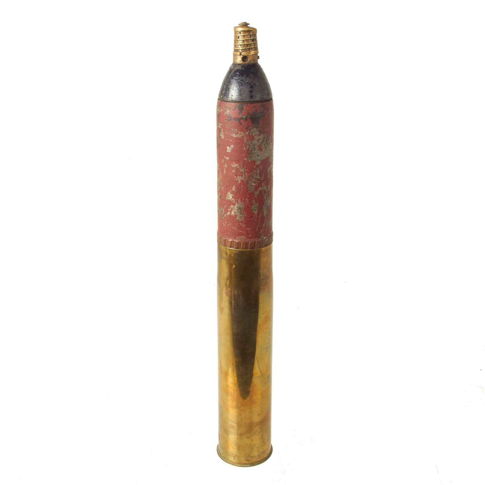 Buy Original French WWI Canon de 75 modèle 1897 INERT 75mm Shrapnel Round With Original Paint - 75mm Field Gun | Original Firearms Antique For Sale