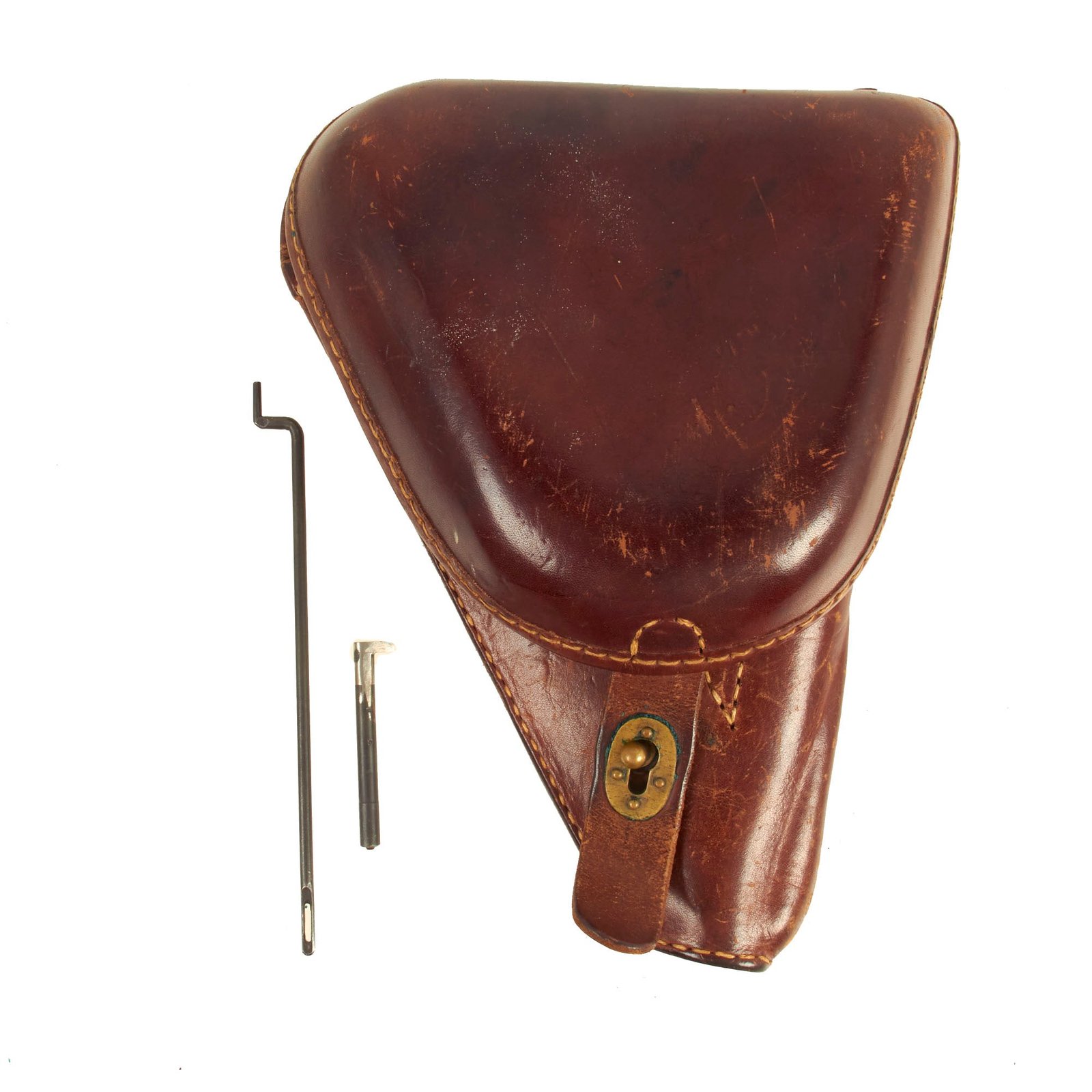 Buy Original Japanese WWII Type 14 Nambu Pistol Leather Holster With Cleaning Rod and Spare Firing Pin | Original Firearms Antique For Sale