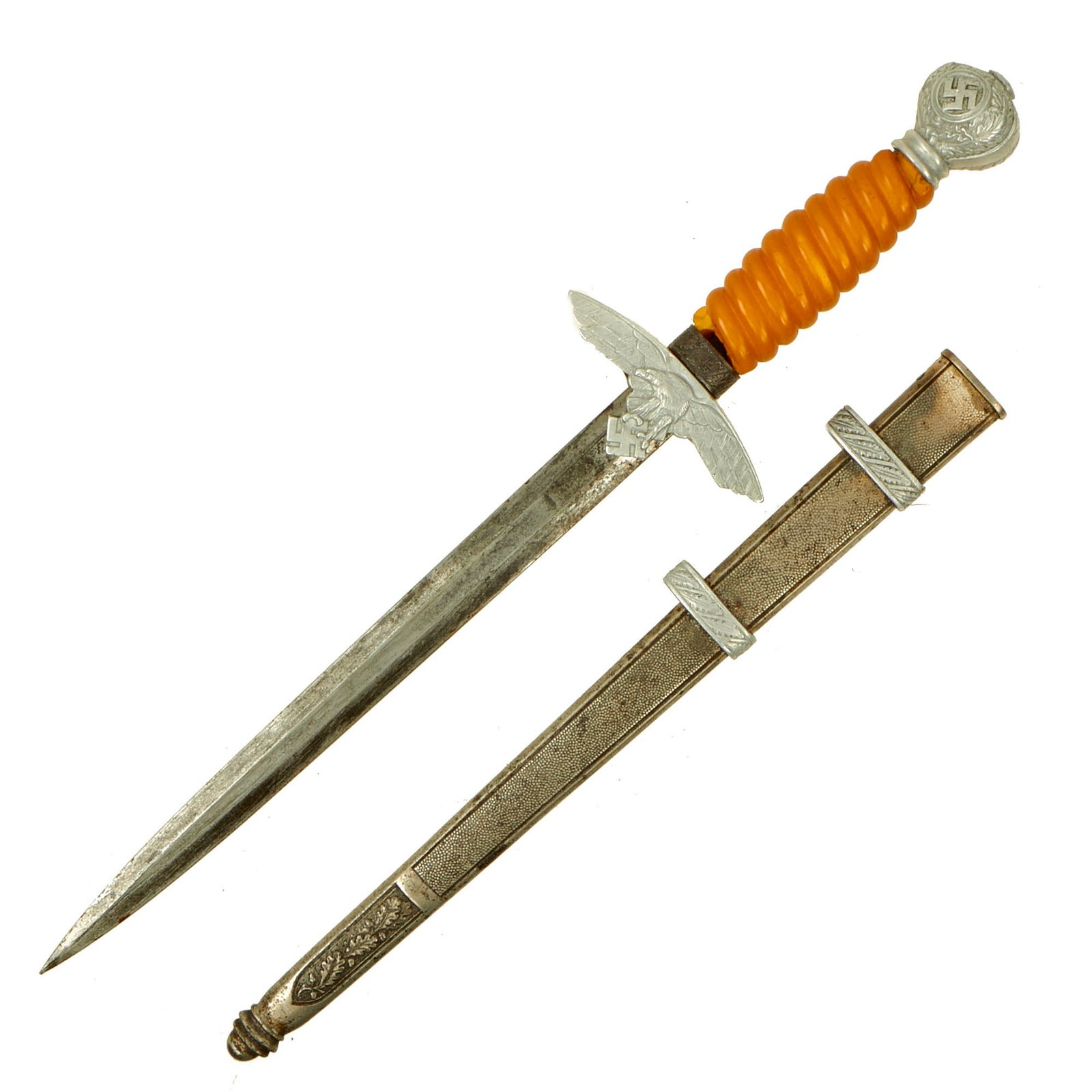 Buy Original German WWII Service Used 2nd Model Luftwaffe Dagger by SMF with Scabbard | Original Firearms Antique For Sale