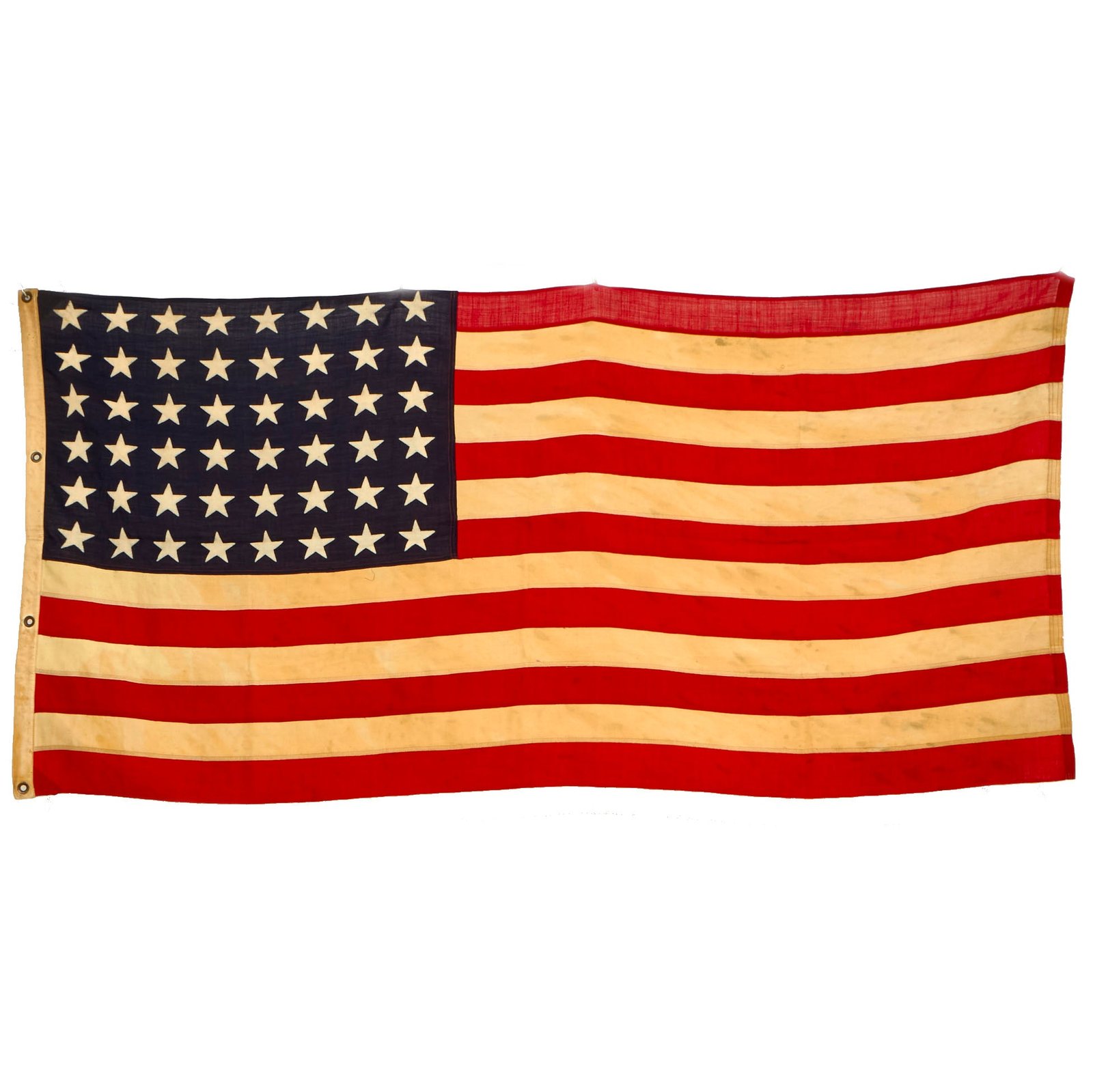 Buy Original U.S. WWII 48 Star Naval Ensign No. 9 American Flag by Mare Island and Dated 1944 - 42” x 81” | Original Firearms Antique For Sale