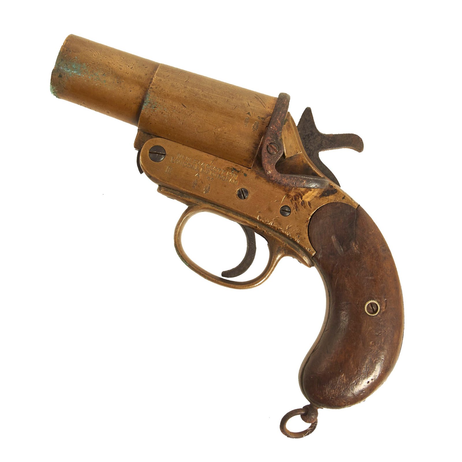 Buy Original British WWI 1917 MkIII Webley & Scott Brass Flare Gun | Original Firearms Antique For Sale