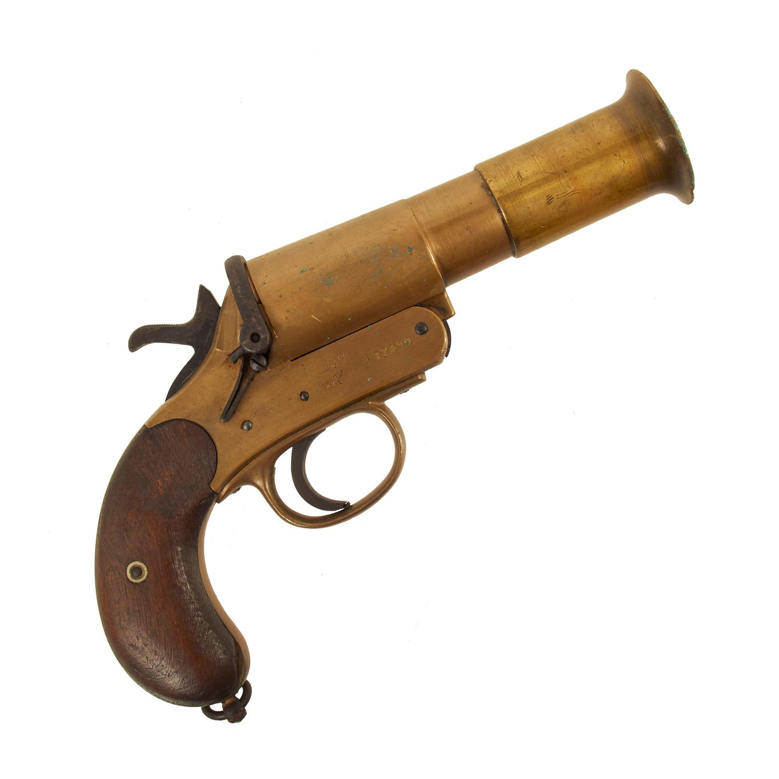 Buy Original British WWI - WWII 1918 Dated MkIII* Webley & Scott Brass Flare Signal Pistol - Matching Serial 132598 | Original Firearms Antique For Sale
