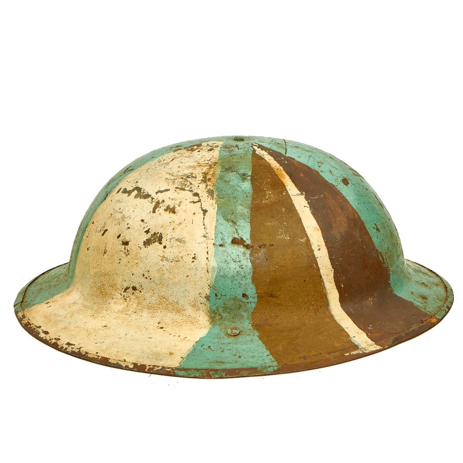 Buy Original British WWI Dazzle Camouflage Painted Mk 1 Brodie Helmet by Hutton & Sons Ltd of Sheffield | Original Firearms Antique For Sale