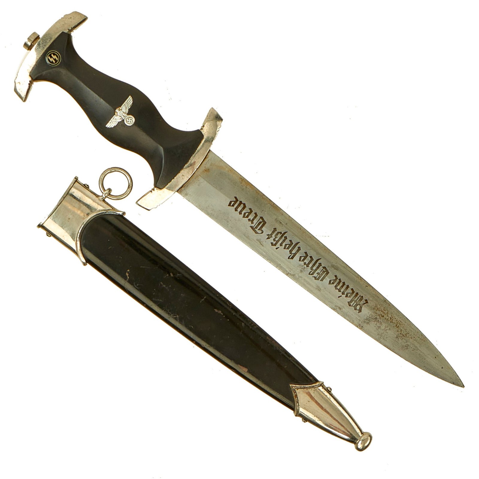 Buy Original German WWII Model 1933 SS Dagger Attributed to Ed. Wüsthof of Solingen with Scabbard - RZM 1096 / 38 SS | Original Firearms Antique For Sale