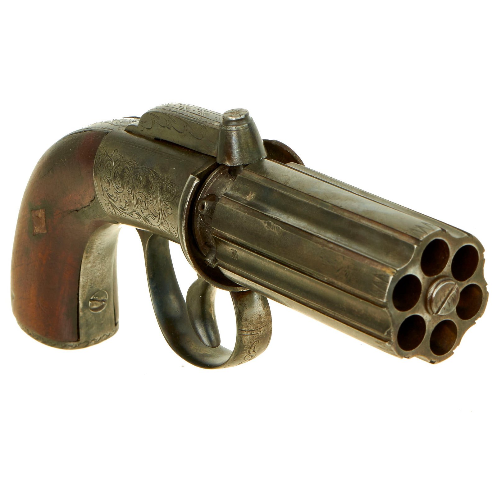 Buy Original British Victorian .36cal Pepperbox Percussion Revolver with Birmingham Proofs - circa 1850 | Original Firearms Antique For Sale