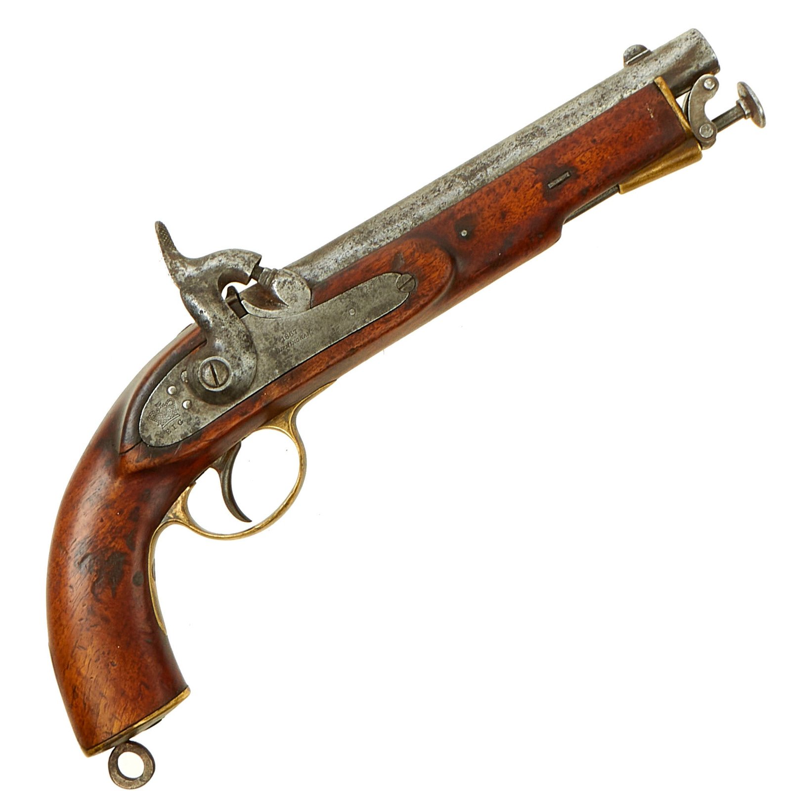 Buy Original British P-1858 East India Government Marked Lancer’s Percussion Pistol marked Birmingham 1867 | Original Firearms Antique For Sale