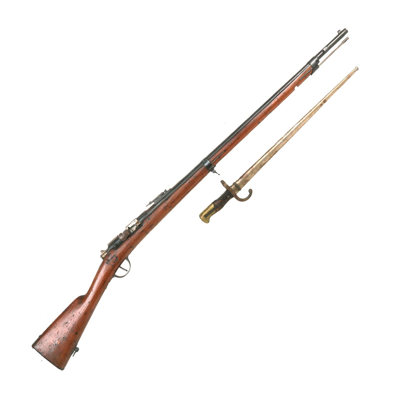 Buy Original French Fusil Gras Modèle 1874 M80 Infantry Rifle by Châtellerault Dated 1875 with M1874 Bayonet - Serial A 33476 | Original Firearms Antique For Sale