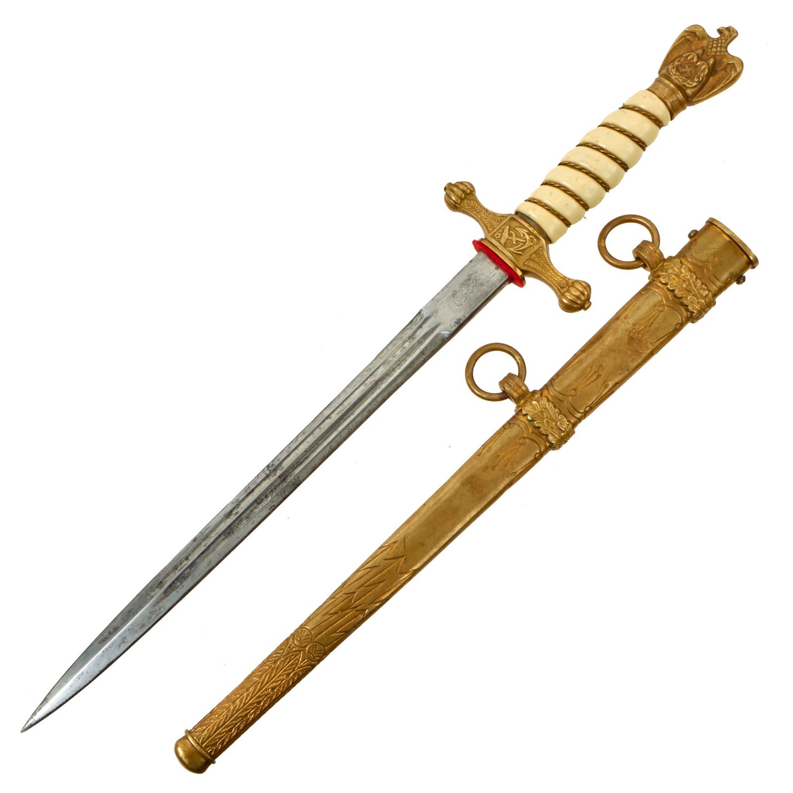 Buy Original WWII German 2nd Model Naval Dagger by W.K.C. Waffenfabrik with Lightning Bolt Scabbard | Original Firearms Antique For Sale