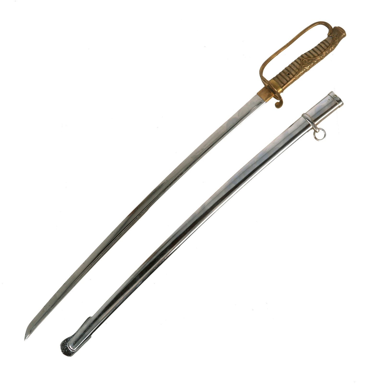 Buy Original Japanese Pre-WWII Army Company Grade Officer's 1886 Pattern Type 19 Kyu-Gunto Sword with Chrome Plated Scabbard | Original Firearms Antique For Sale