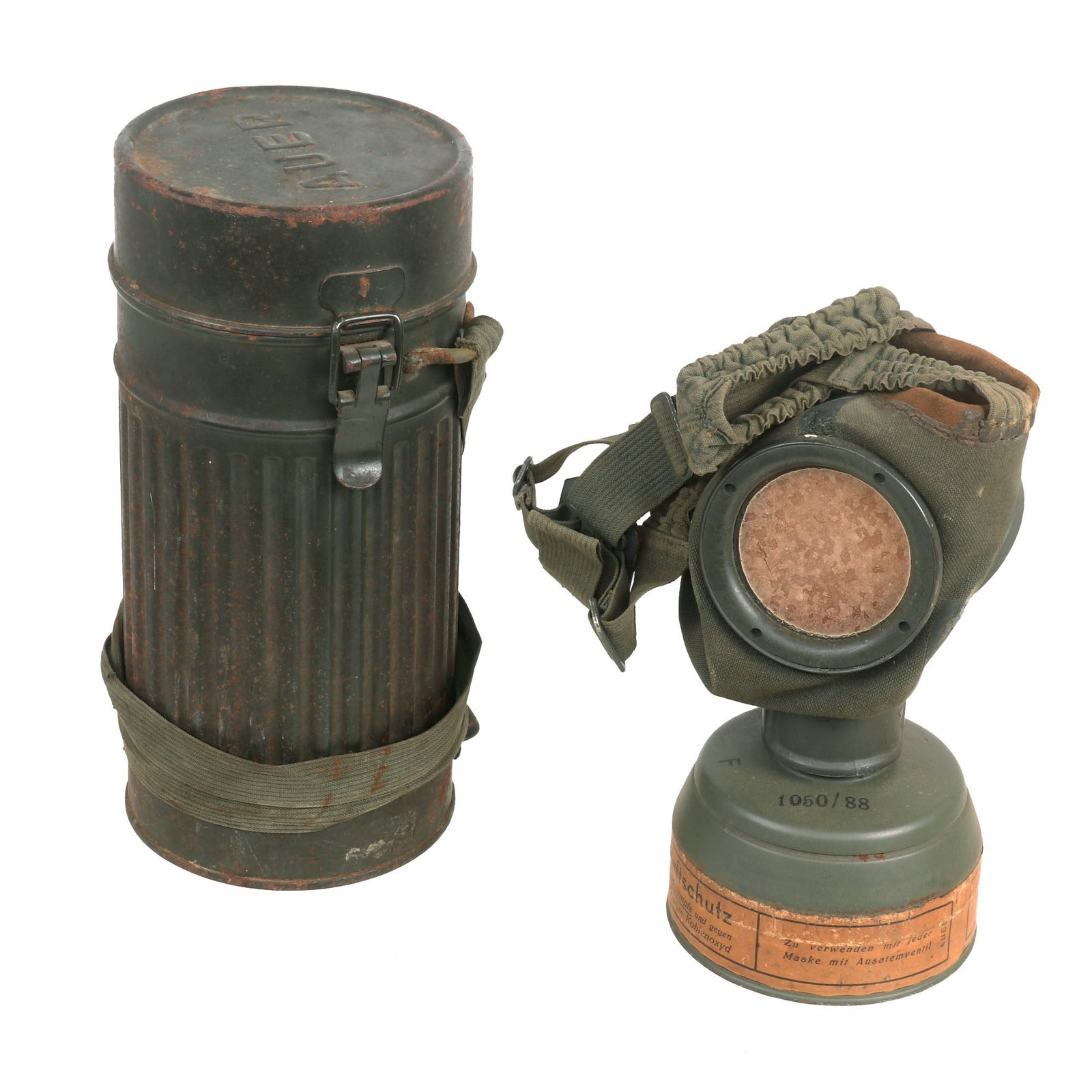 Buy Original German WWII 1936 Dated Luftschutz Gas Mask by AUER with Replacement Lenses | Original Firearms Antique For Sale