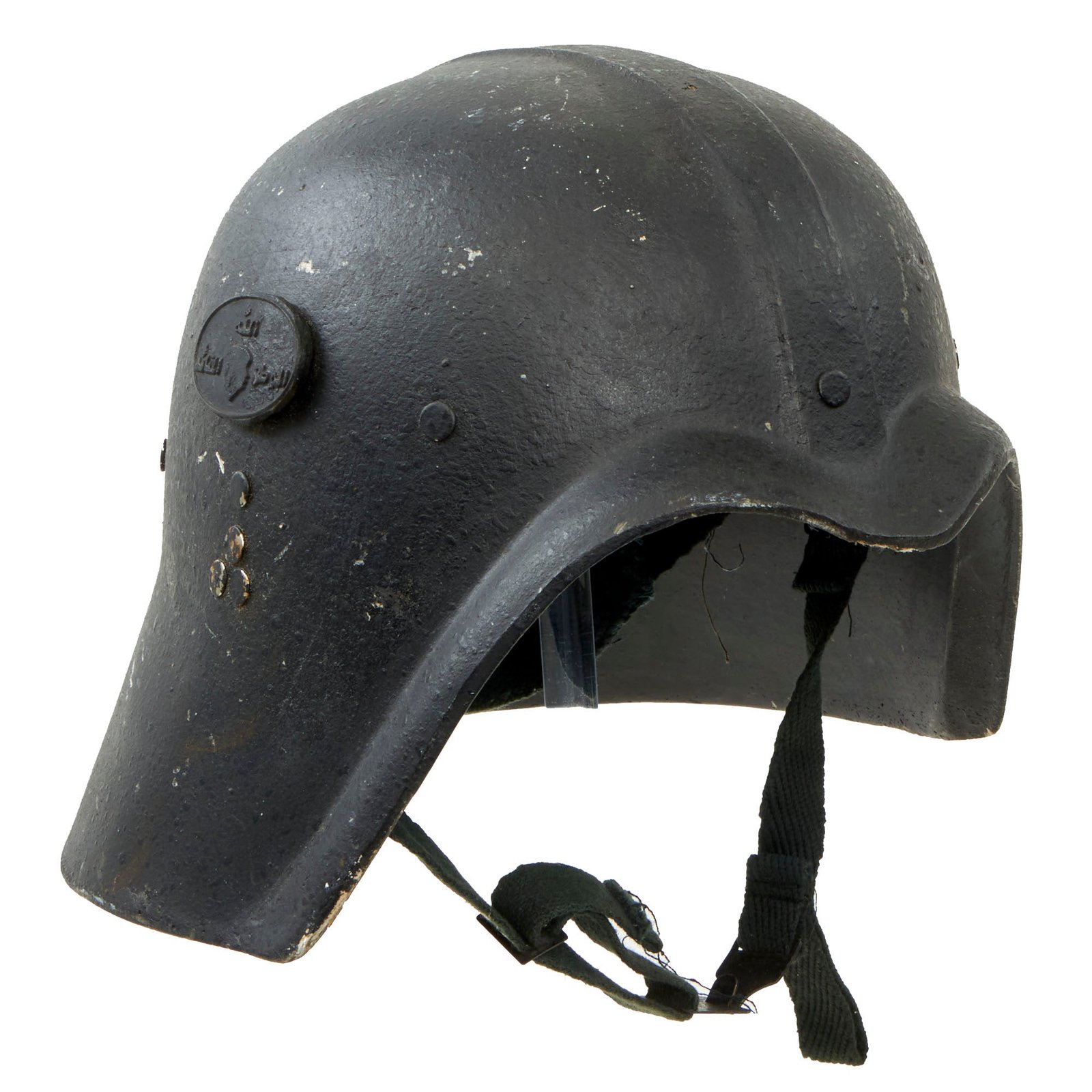 Buy Original Iraqi Fedayeen Helmet with Intact Saddam Badge, Liner & Chinstrap - Operation Iraqi Freedom Bringback OIF | Original Firearms Antique For Sale