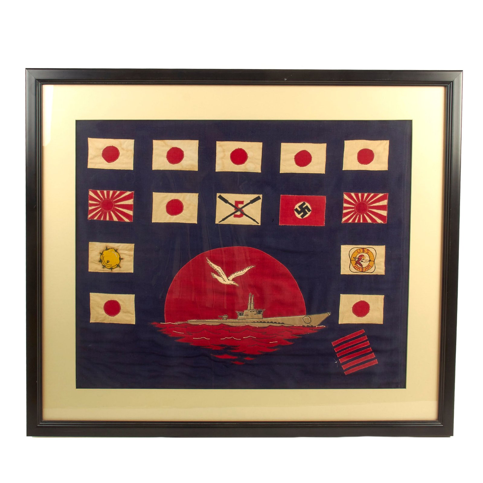 Buy Original U.S. WWII US Navy Gato-Class Submarine USS Bream (SS/SSK/AGSS-243) Framed Battle Flag - 37” x 32” | Original Firearms Antique For Sale